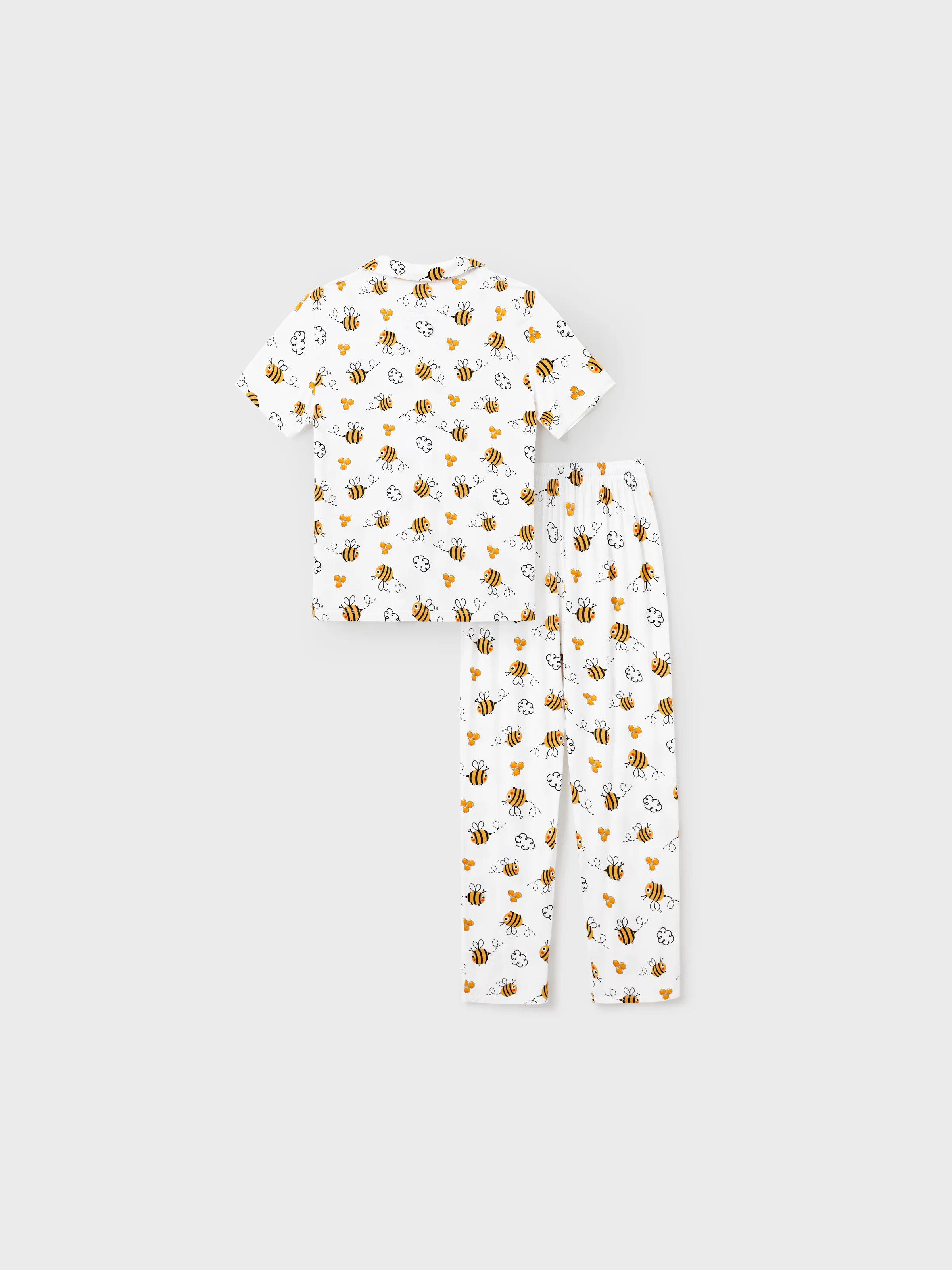 Mommy & me Bamboo Pajamas Soft Bamboo Viscose PJs for Men Women Kids Toddler, Cute Bee Print Sleepwear with Short Sleeve Top and Long Pants White - Image 7