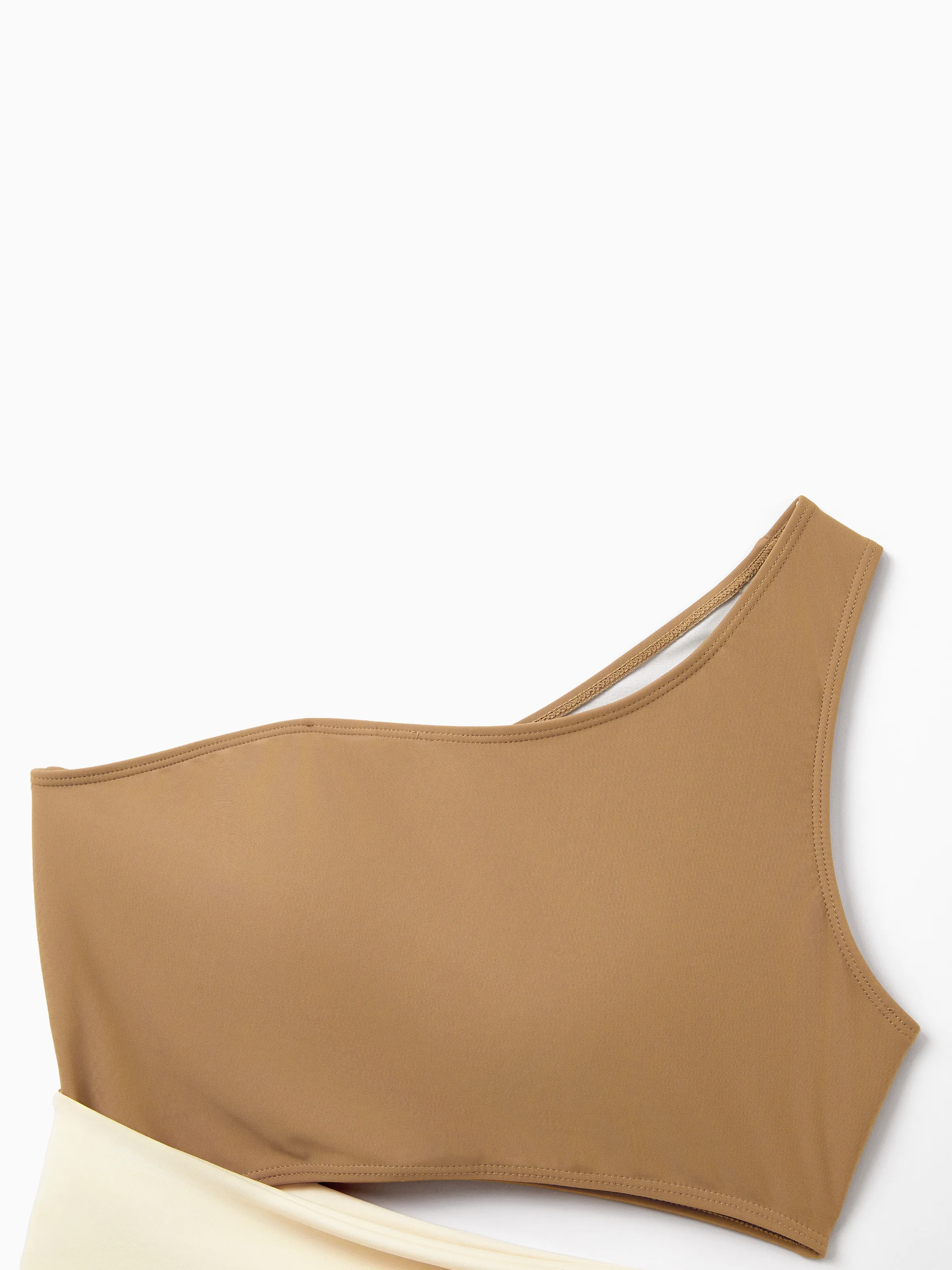 Mommy & me Color Block Swimsuits, Mommy and Me One-Shoulder Cutout Bikini Set Summer Beach Vacation Swimwear Coffee - Image 6