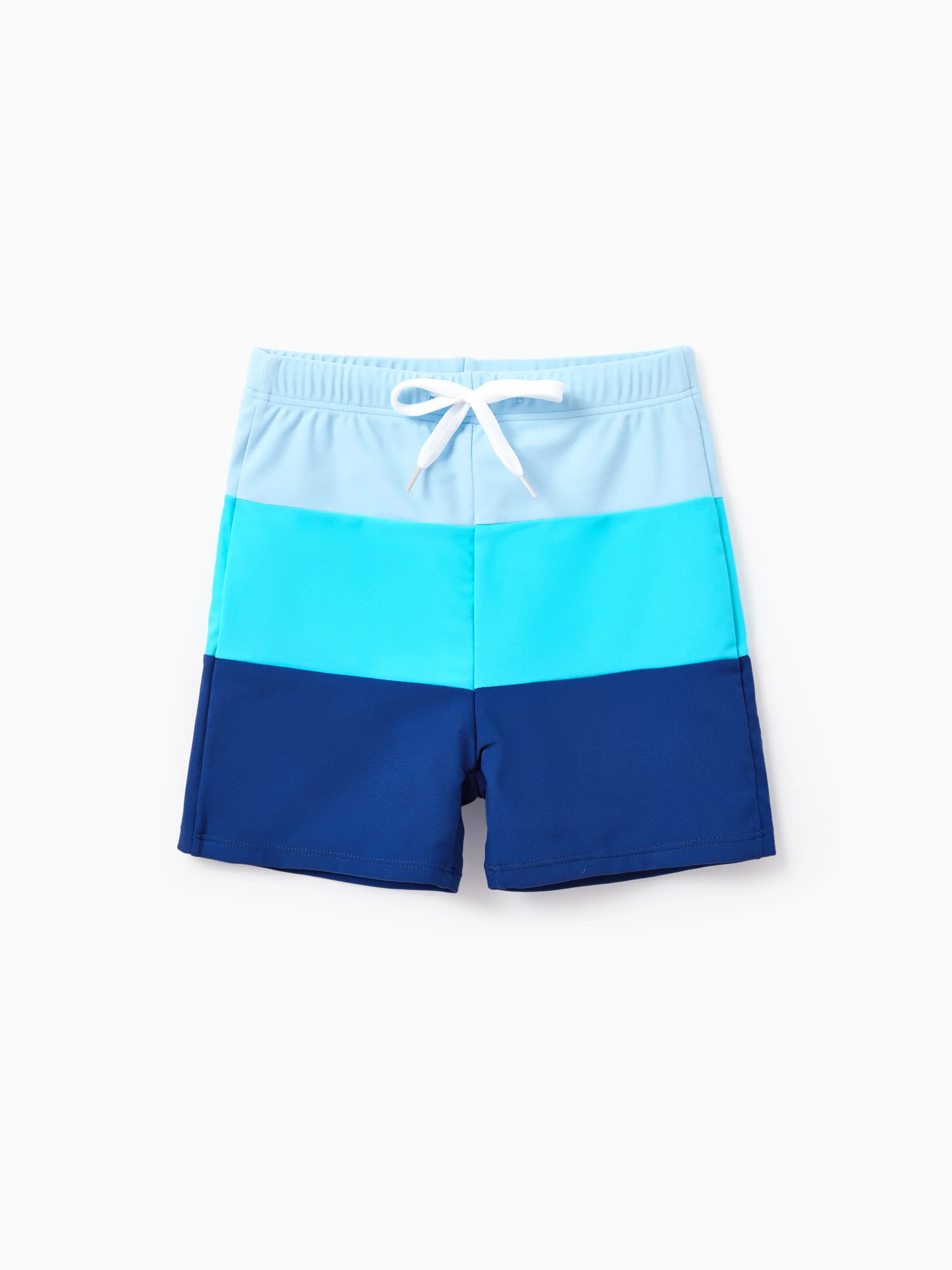 Mommy & me Color Block Swimsuits One Shoulder Swim Dress / Swim Trunks Set Blue - Image 13