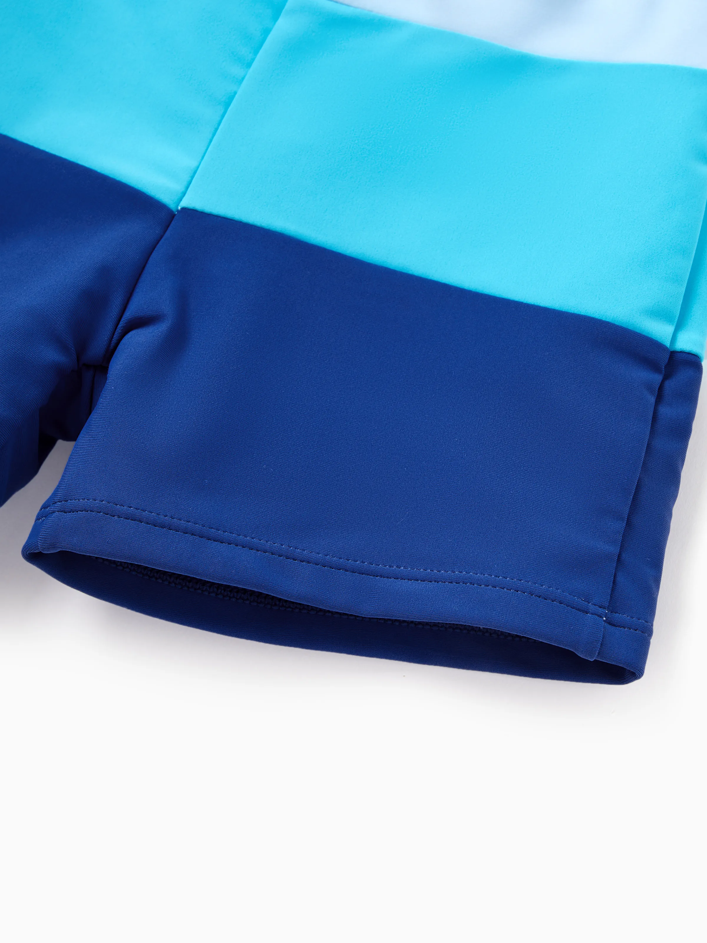 Mommy & me Color Block Swimsuits One Shoulder Swim Dress / Swim Trunks Set Blue - Image 16