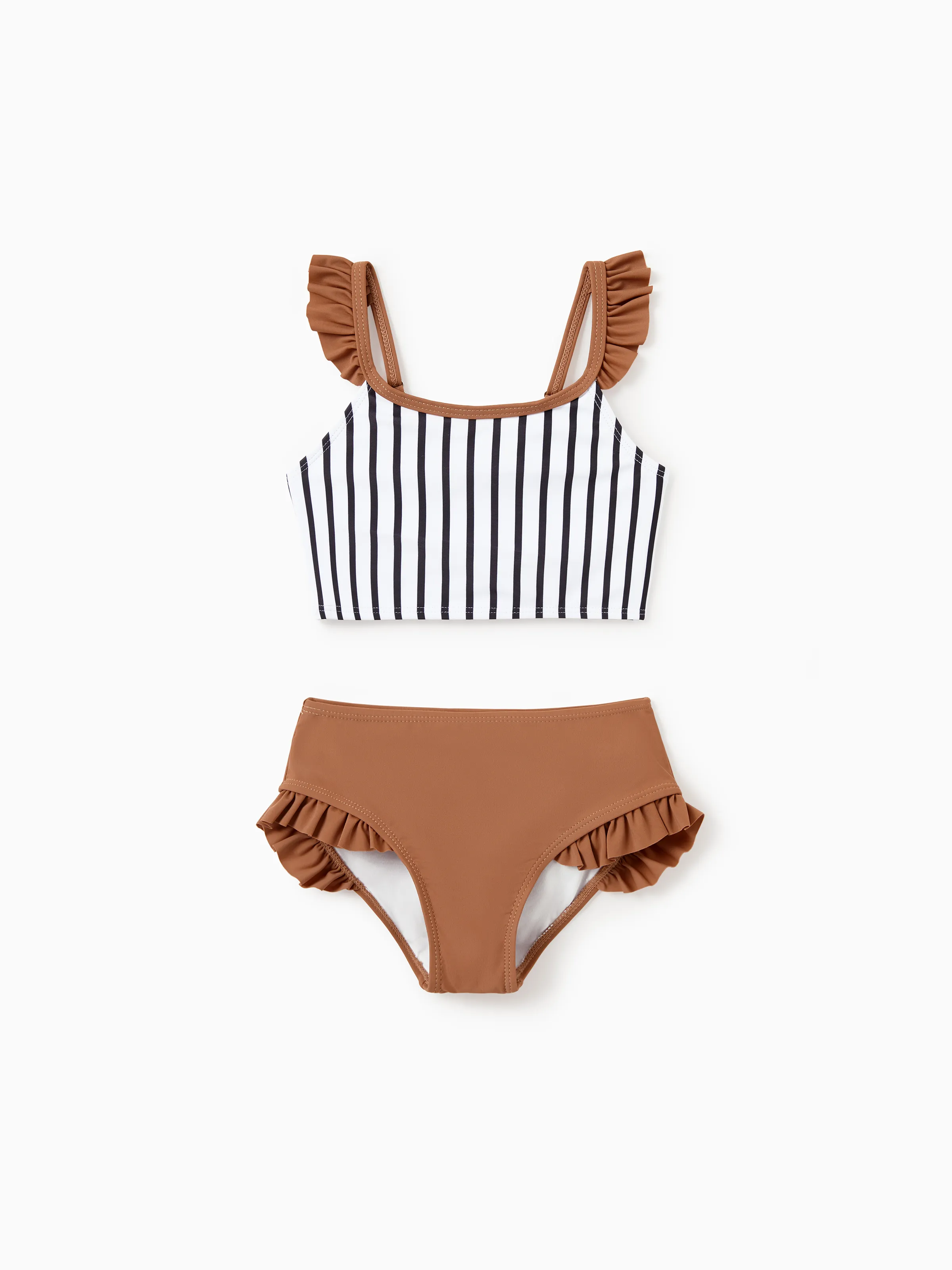Mommy & me Color Block Swimsuits Striped Bikini & Swim Trunks Set Color block - Image 9
