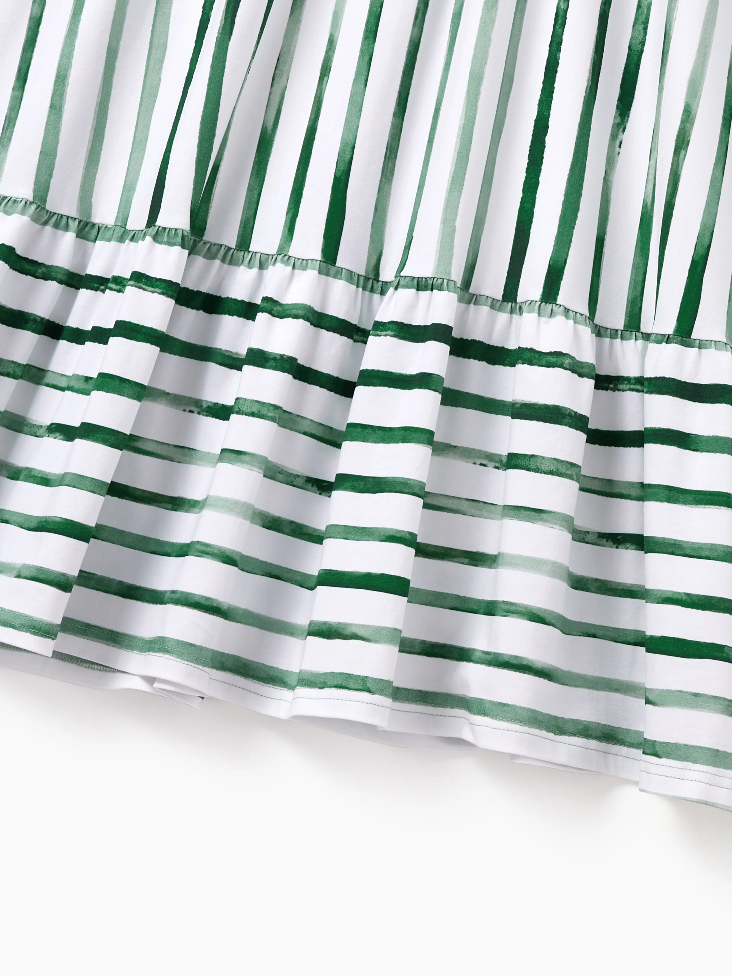 Mommy & me Cotton Outfits Set Green Striped T-Shirt and Dress Set for Dad, Mom, Kids & Baby, Perfect for Summer Family Outings & Photos Green - Image 10
