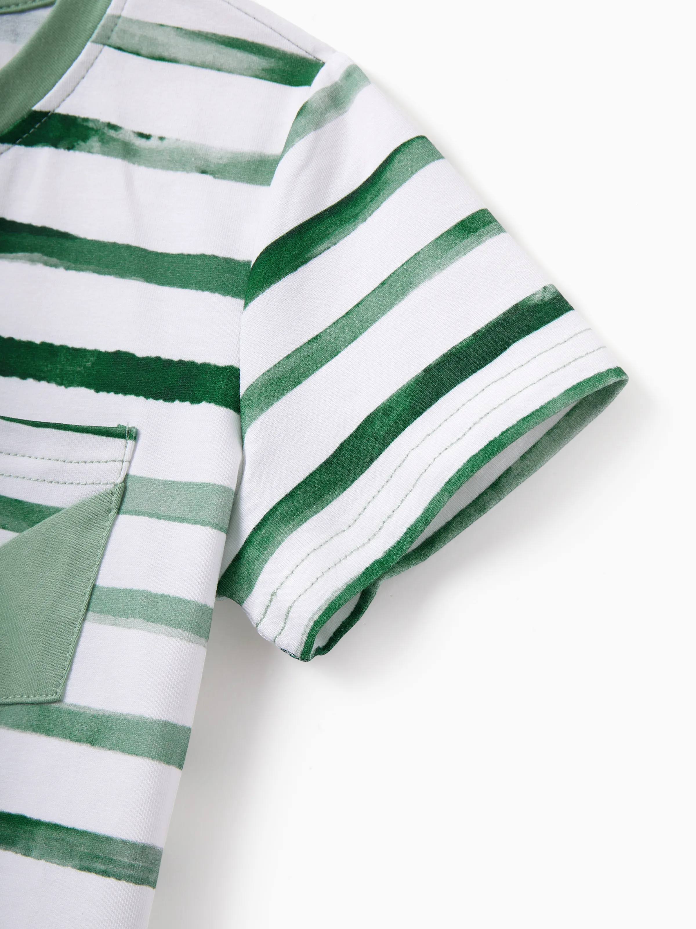 Mommy & me Cotton Outfits Set Green Striped T-Shirt and Dress Set for Dad, Mom, Kids & Baby, Perfect for Summer Family Outings & Photos Green - Image 23