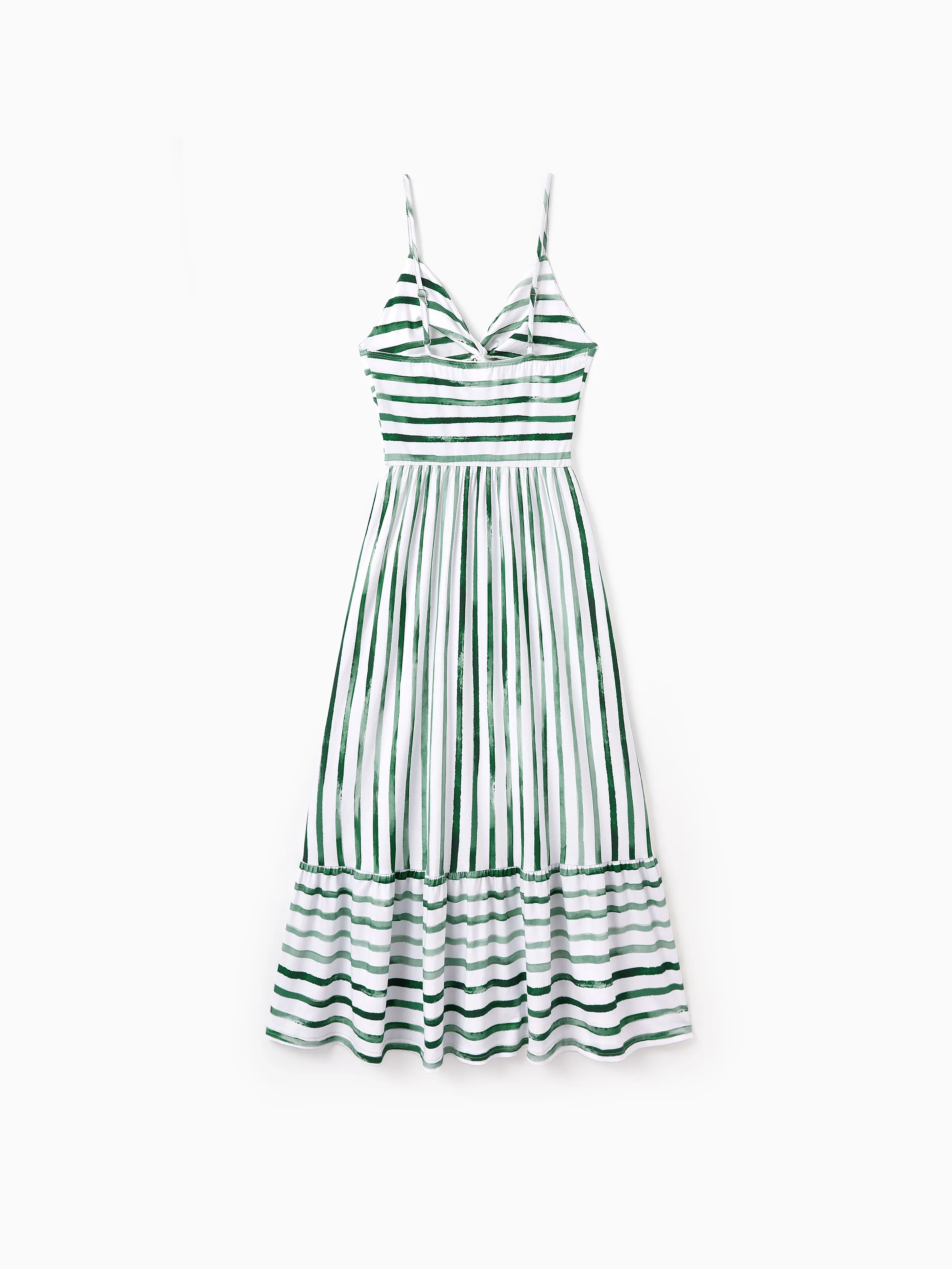 Mommy & me Cotton Outfits Set Green Striped T-Shirt and Dress Set for Dad, Mom, Kids & Baby, Perfect for Summer Family Outings & Photos Green - Image 7