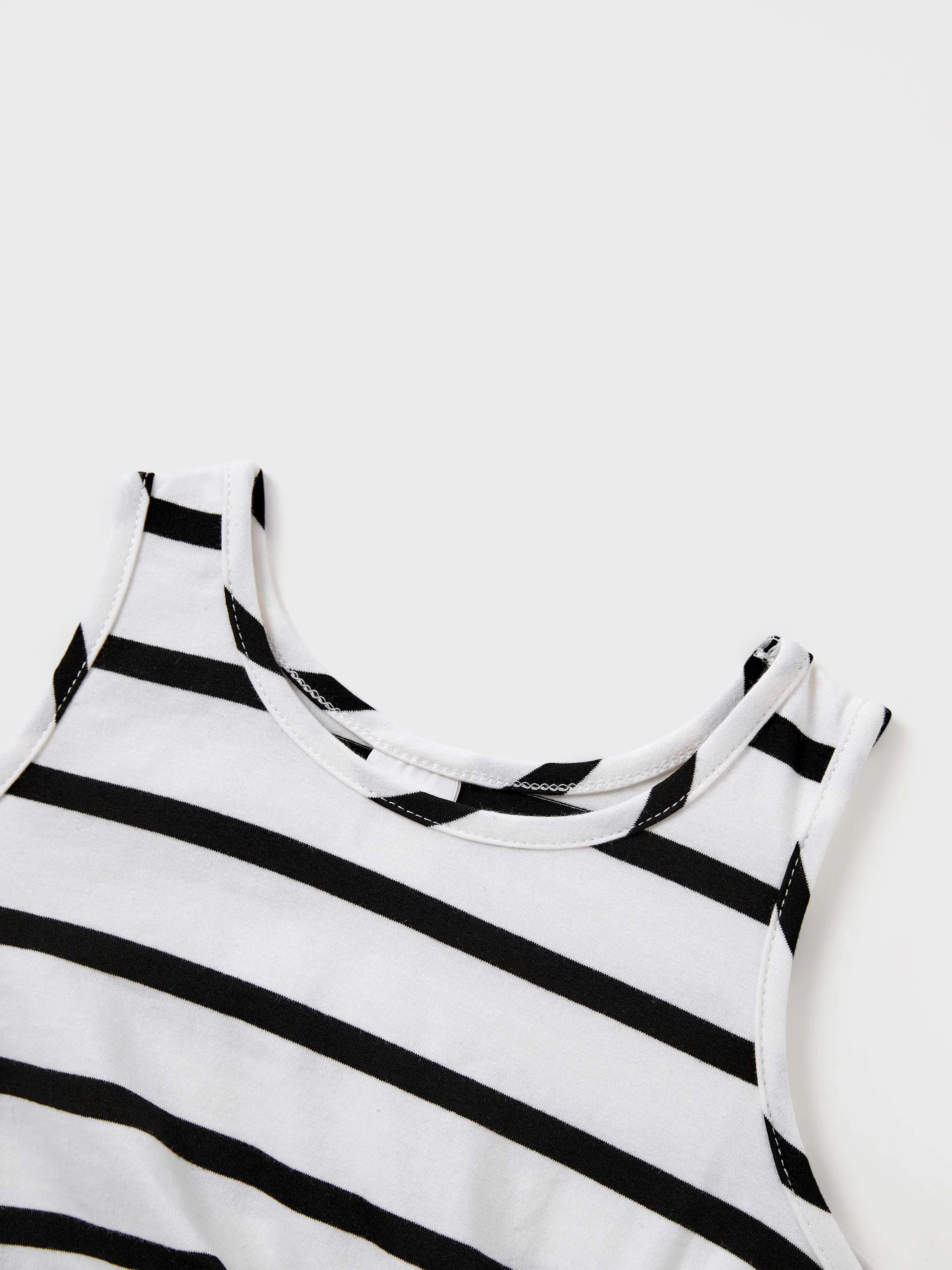Mommy & me Cotton Set Strap Bodycon Dress Black+White - Image 10