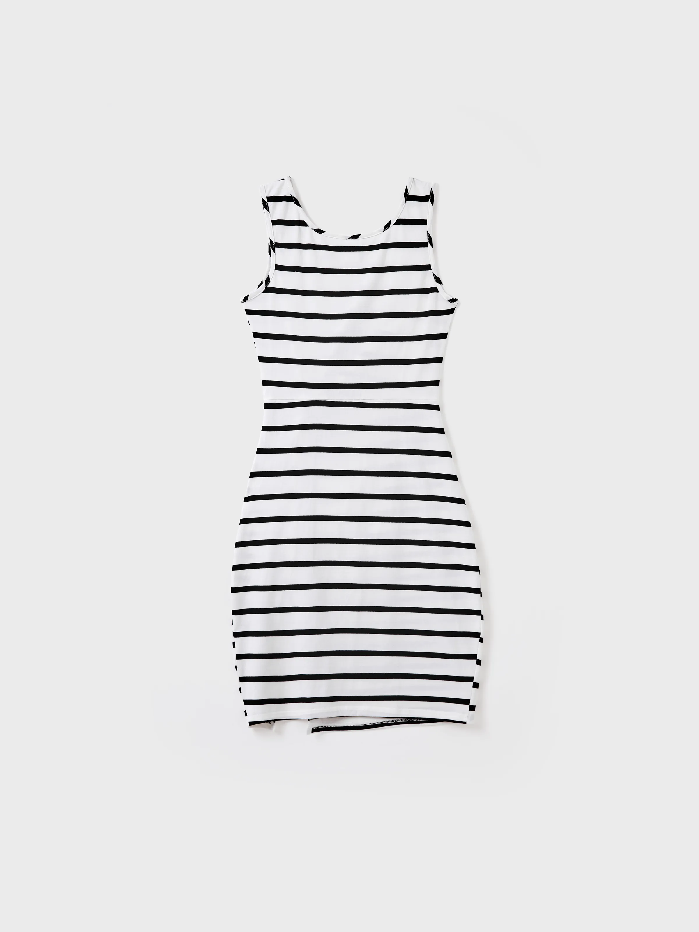 Mommy & me Cotton Set Strap Bodycon Dress Black+White - Image 4