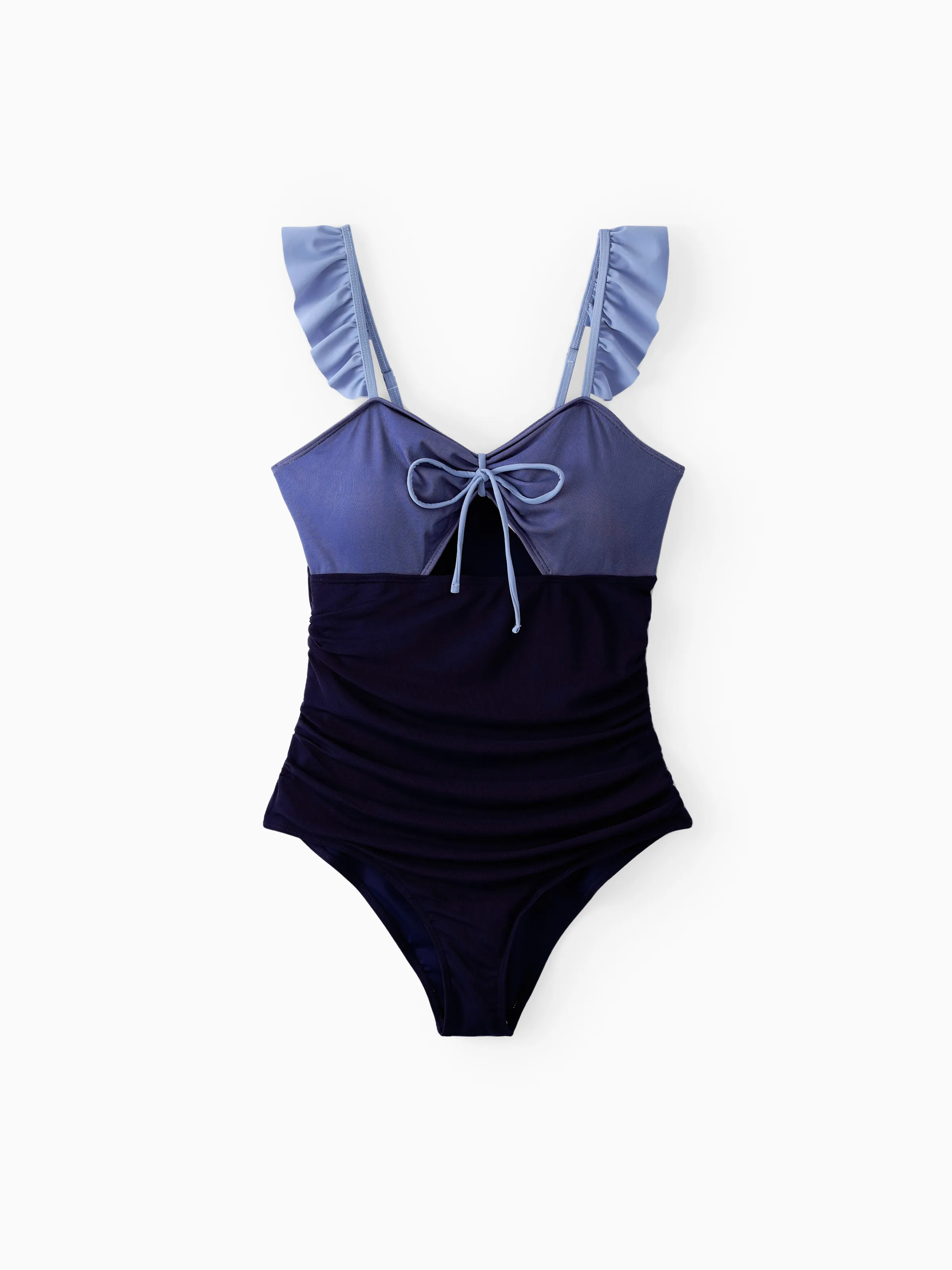 Mommy & me Ruched Bow Tie Cut Out Mesh Ruffle Strap One-Piece Swimsuit (Quick-Dry) MultiColour - Image 3