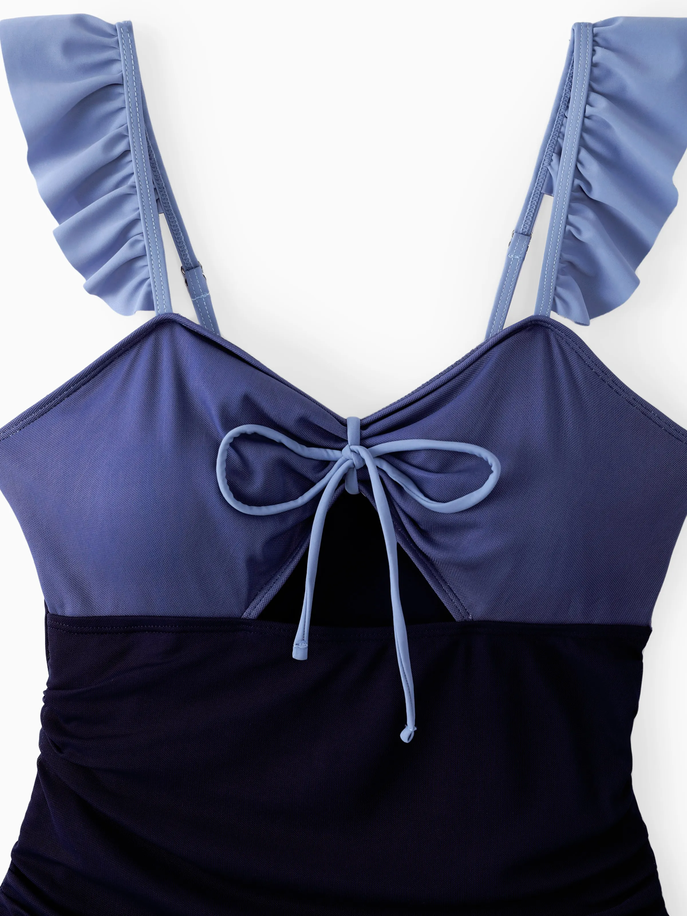 Mommy & me Ruched Bow Tie Cut Out Mesh Ruffle Strap One-Piece Swimsuit (Quick-Dry) MultiColour - Image 6