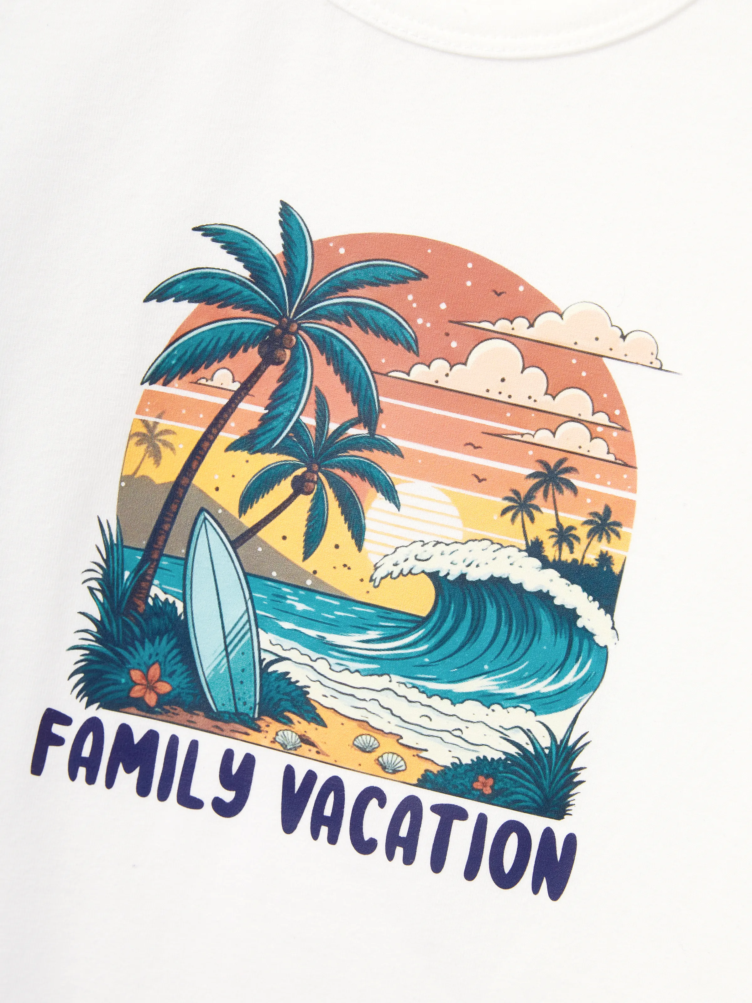 Mommy & me "Family Vacation" Graphic Cotton Tees Tropical Surf Print T-Shirt Multi-color - Image 11