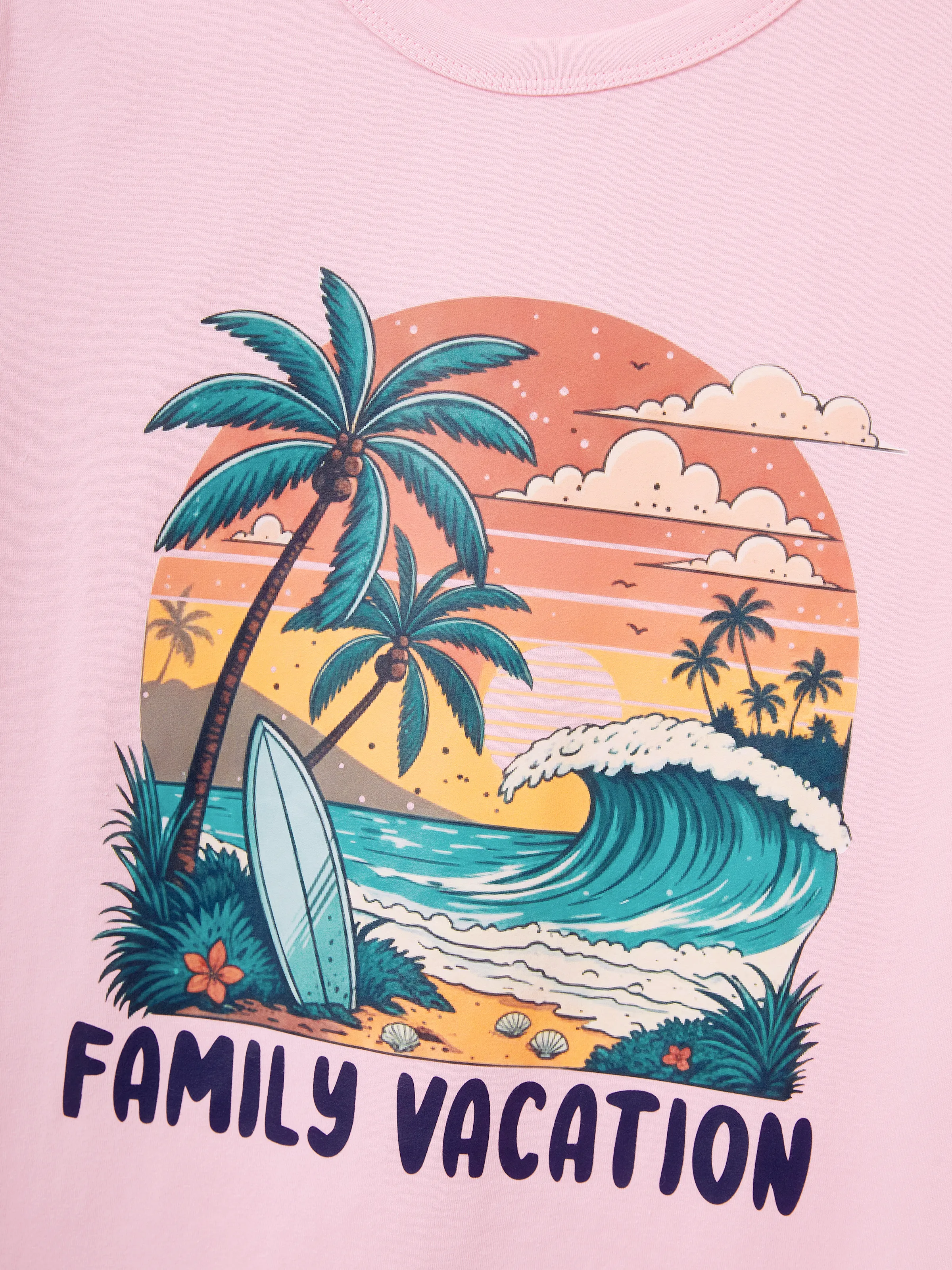 Mommy & me "Family Vacation" Graphic Cotton Tees Tropical Surf Print T-Shirt Multi-color - Image 6