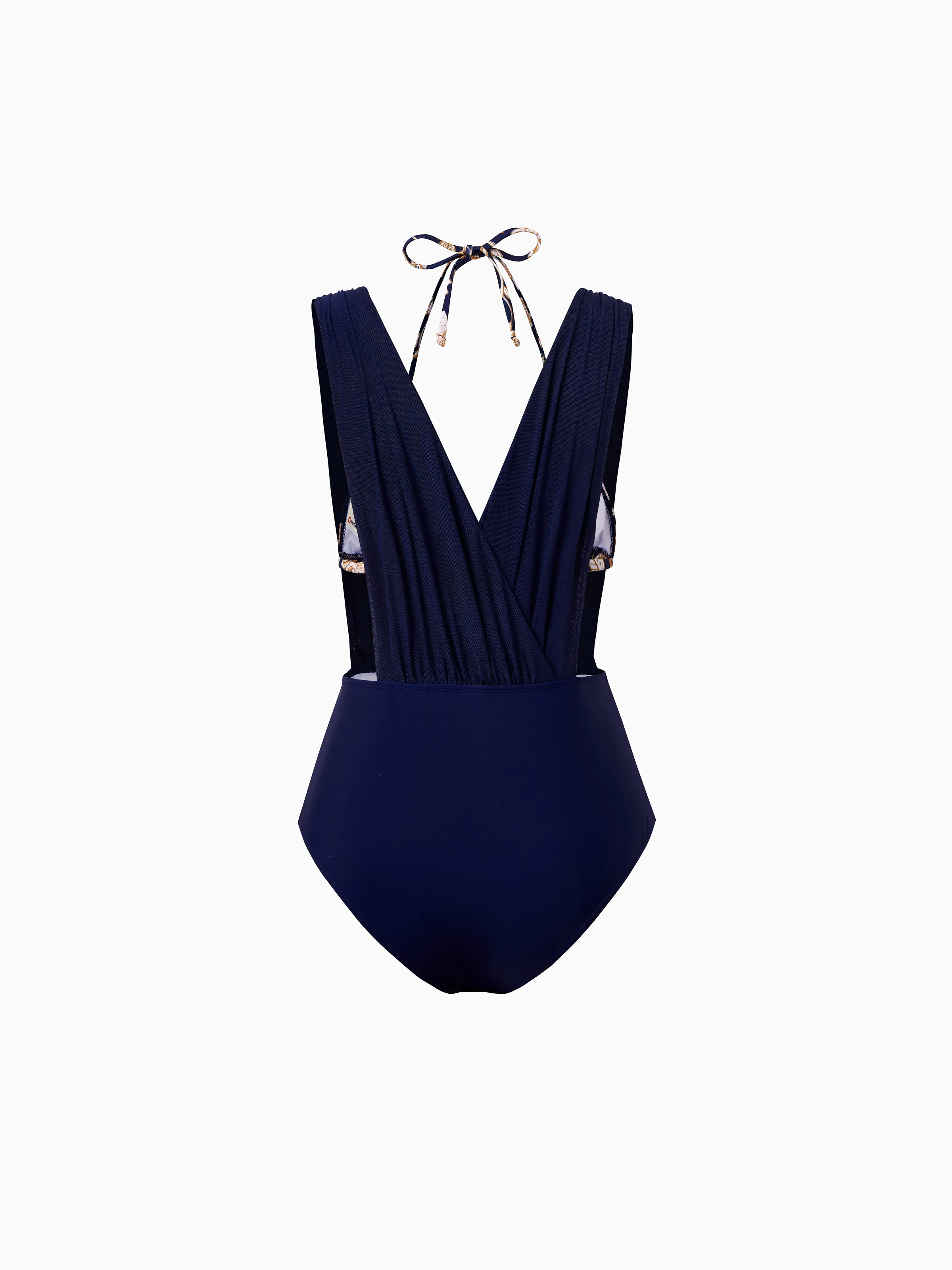 Mommy & me Floral Print Swimsuits 2-in-1 One-Piece Swimsuit & Swim Trunks Deep Blue - Image 4