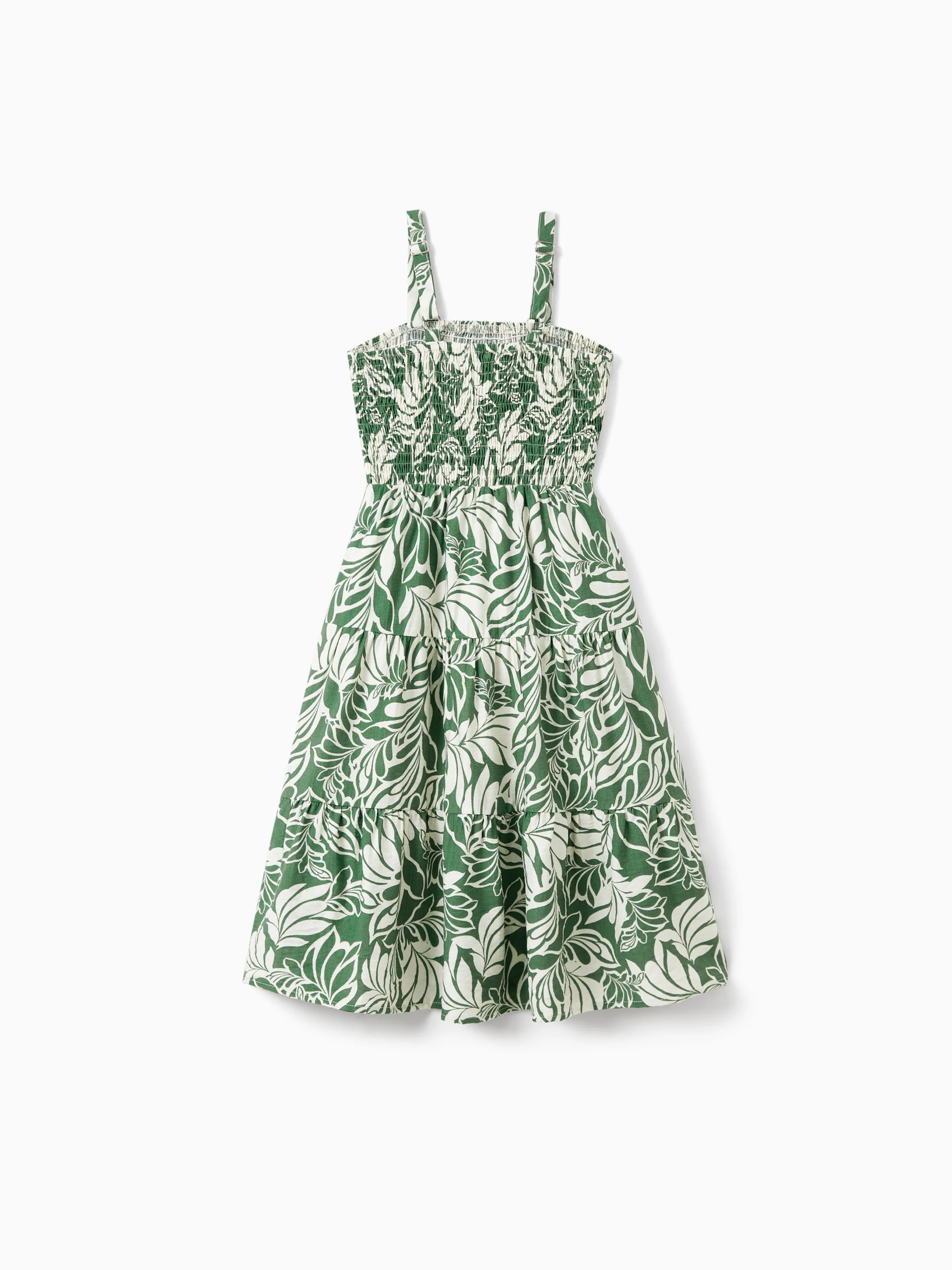 Mommy & me Leaf Print Halter Dress Green Set Green - Image 12