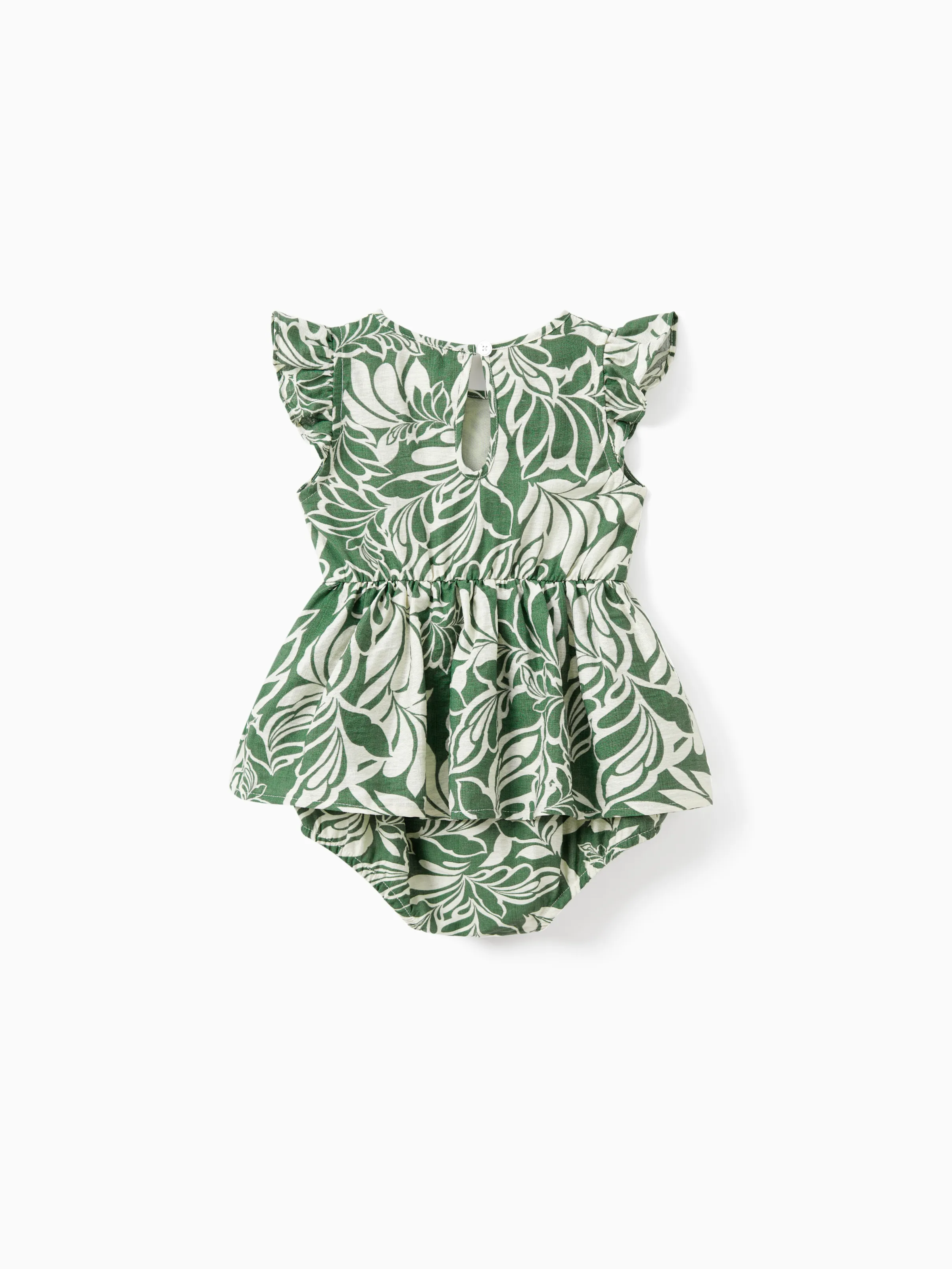 Mommy & me Leaf Print Halter Dress Green Set Green - Image 15