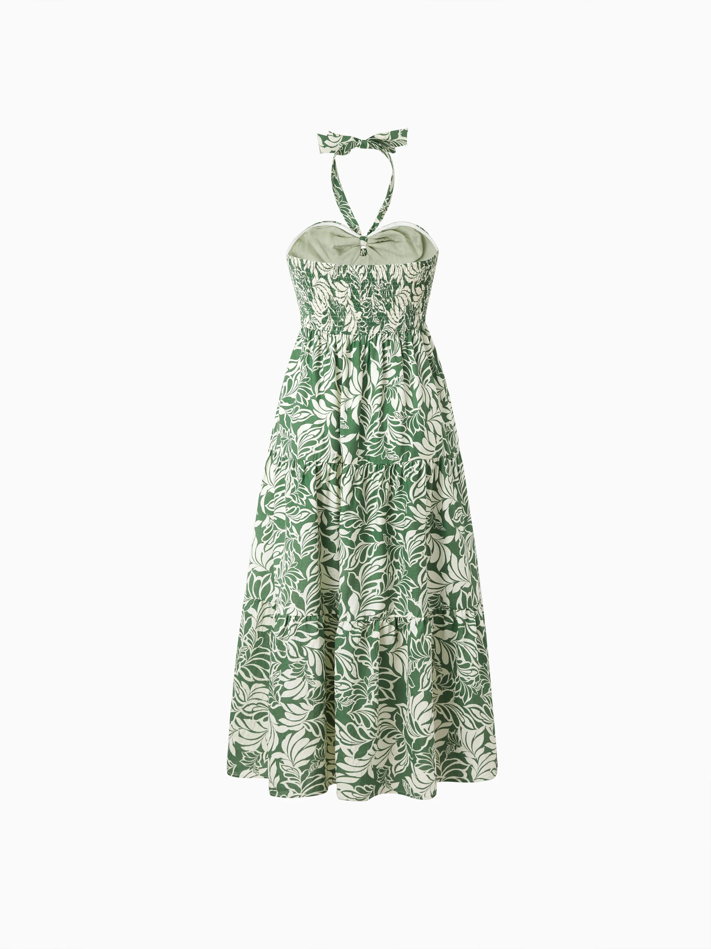 Mommy & me Leaf Print Halter Dress Green Set Green - Image 7