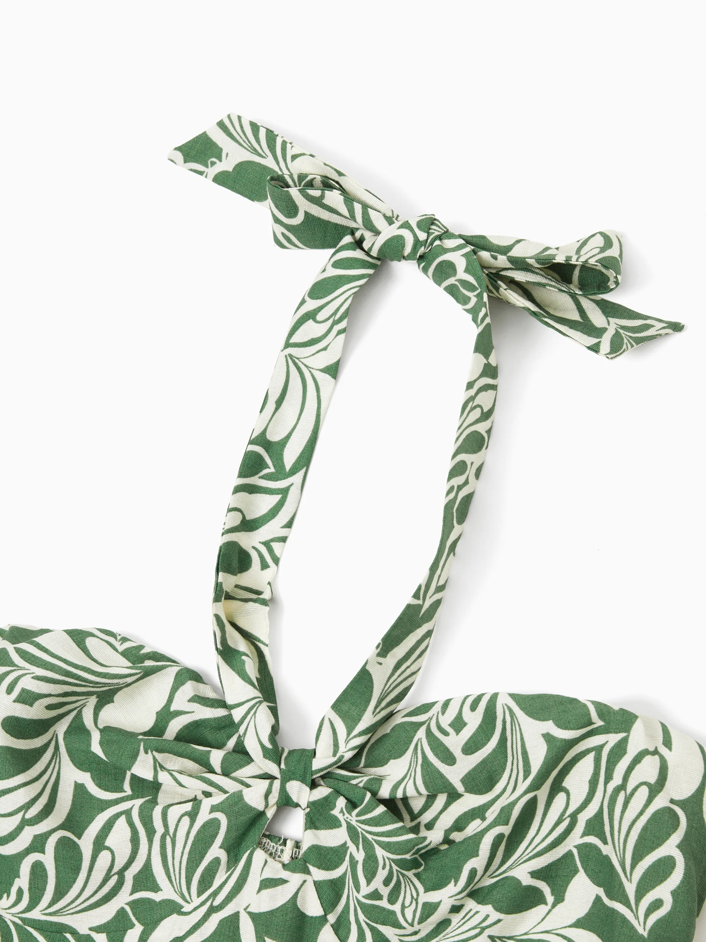 Mommy & me Leaf Print Halter Dress Green Set Green - Image 8