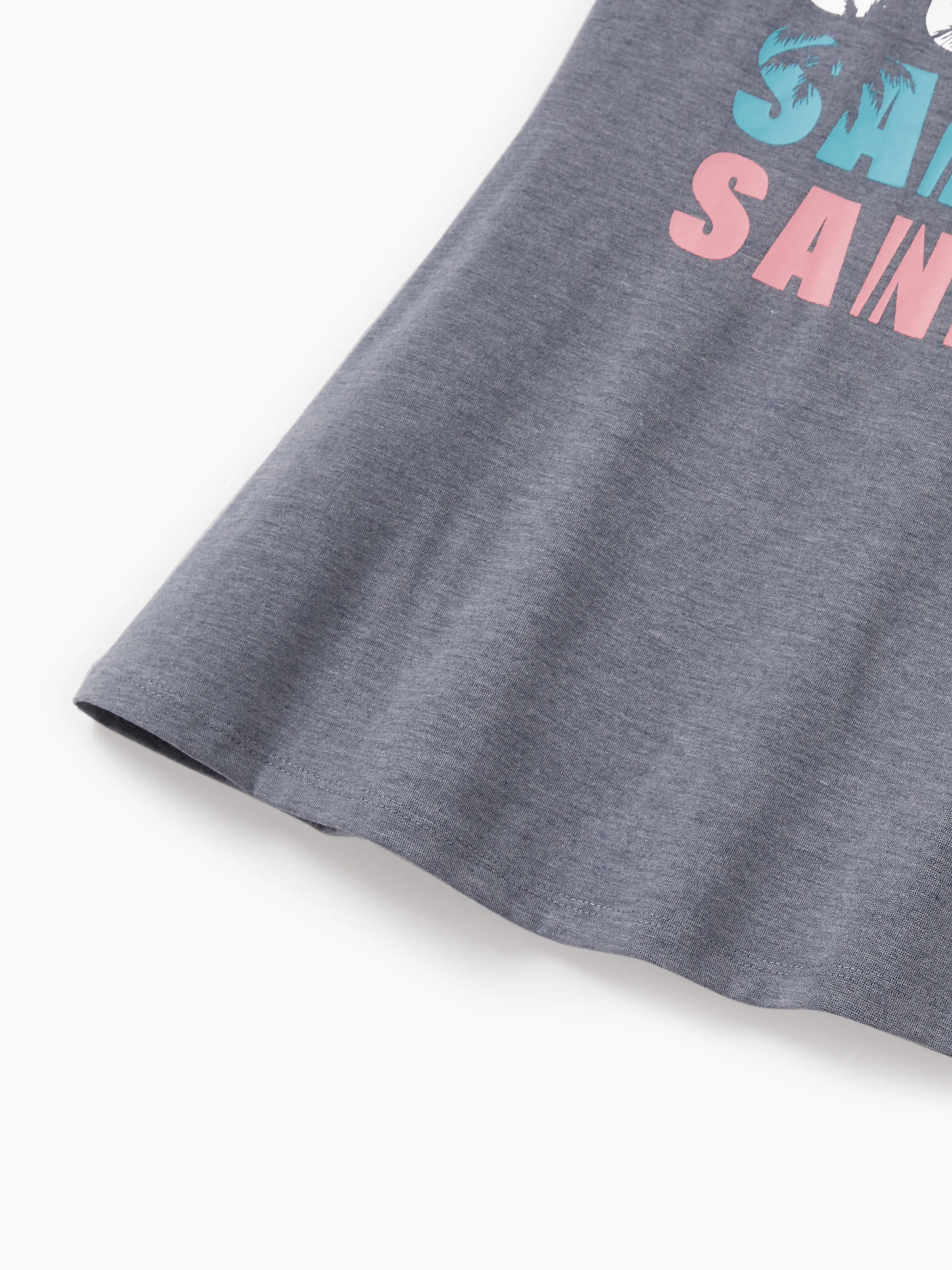 Mommy & me Letter Print Sleeveless Tank Dress Set Grey - Image 12