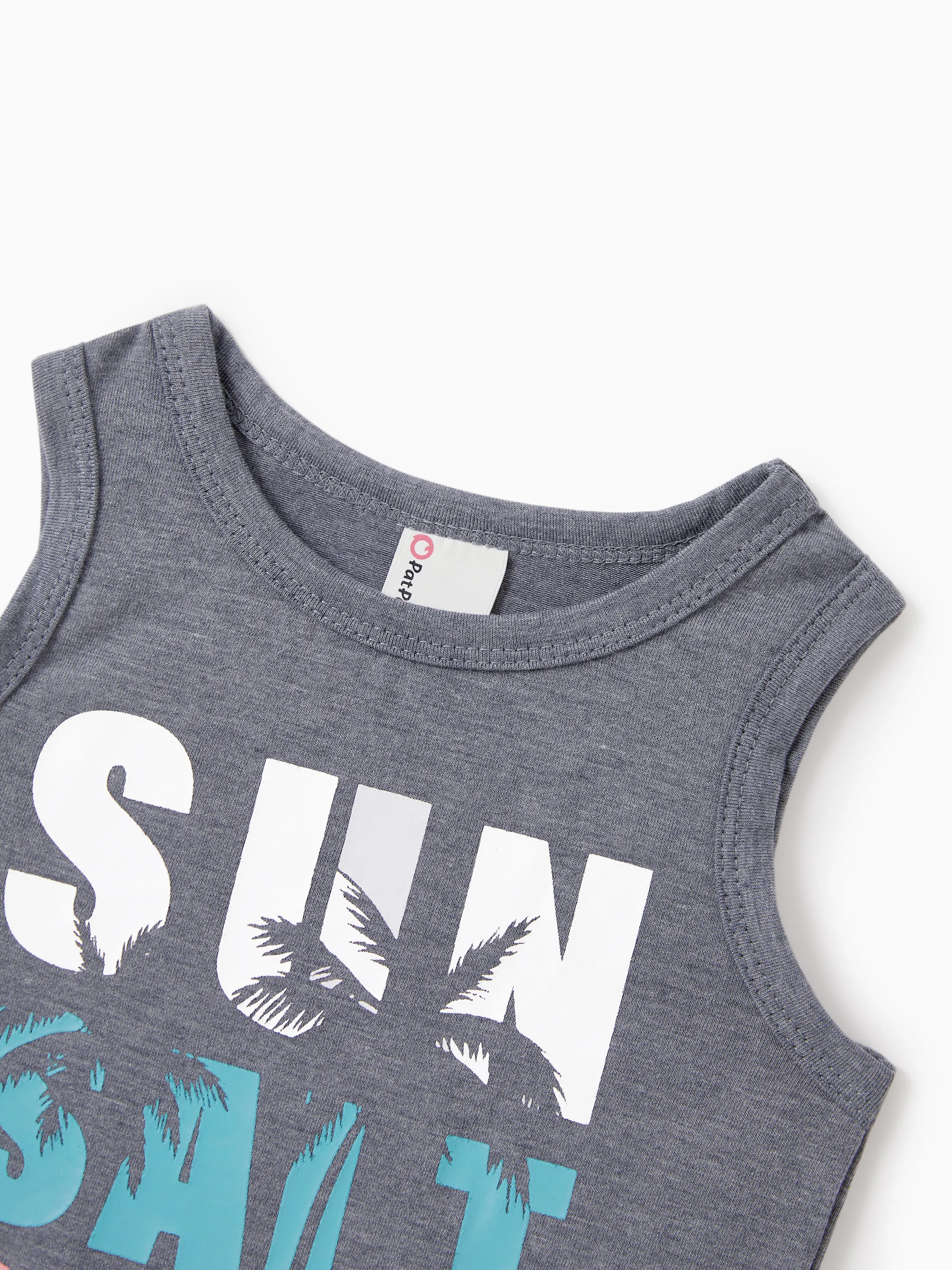 Mommy & me Letter Print Sleeveless Tank Dress Set Grey - Image 15
