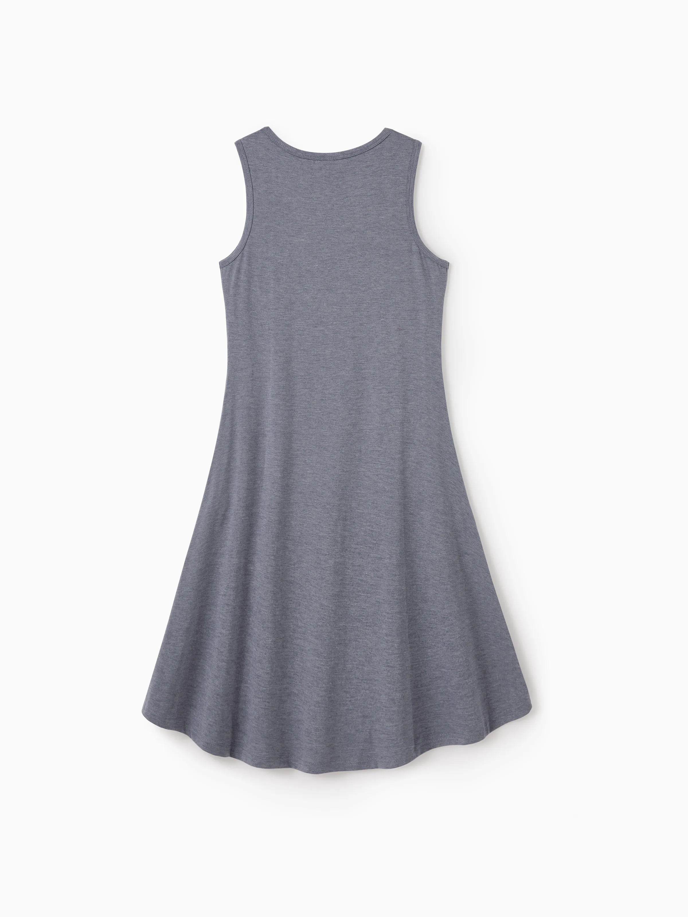 Mommy & me Letter Print Sleeveless Tank Dress Set Grey - Image 4