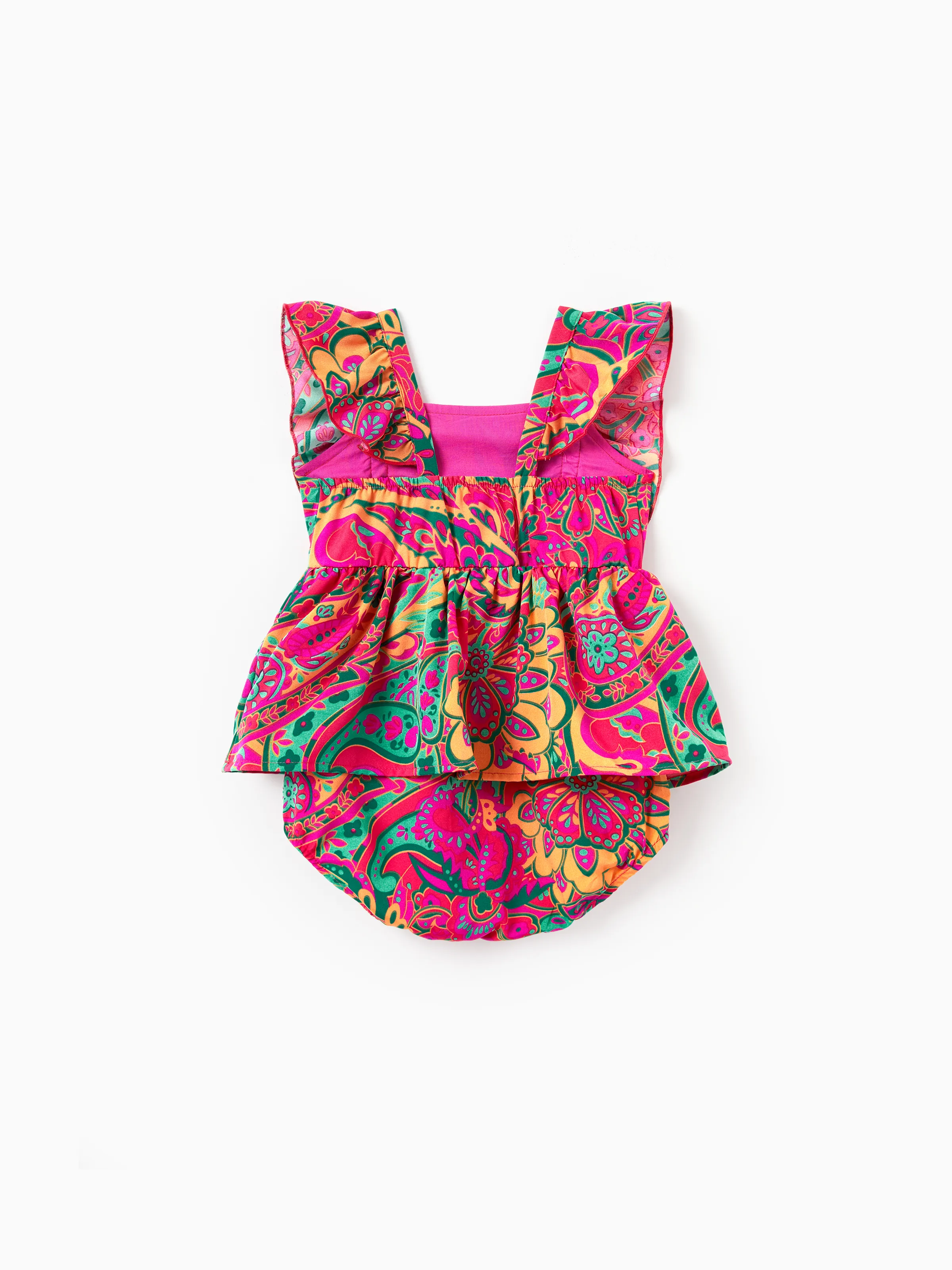 Mommy & me Outfit Set Sleeveless Halter Belted Dress or Short-sleeve Collar Shirt   for Summer Vacation Hot Pink - Image 14