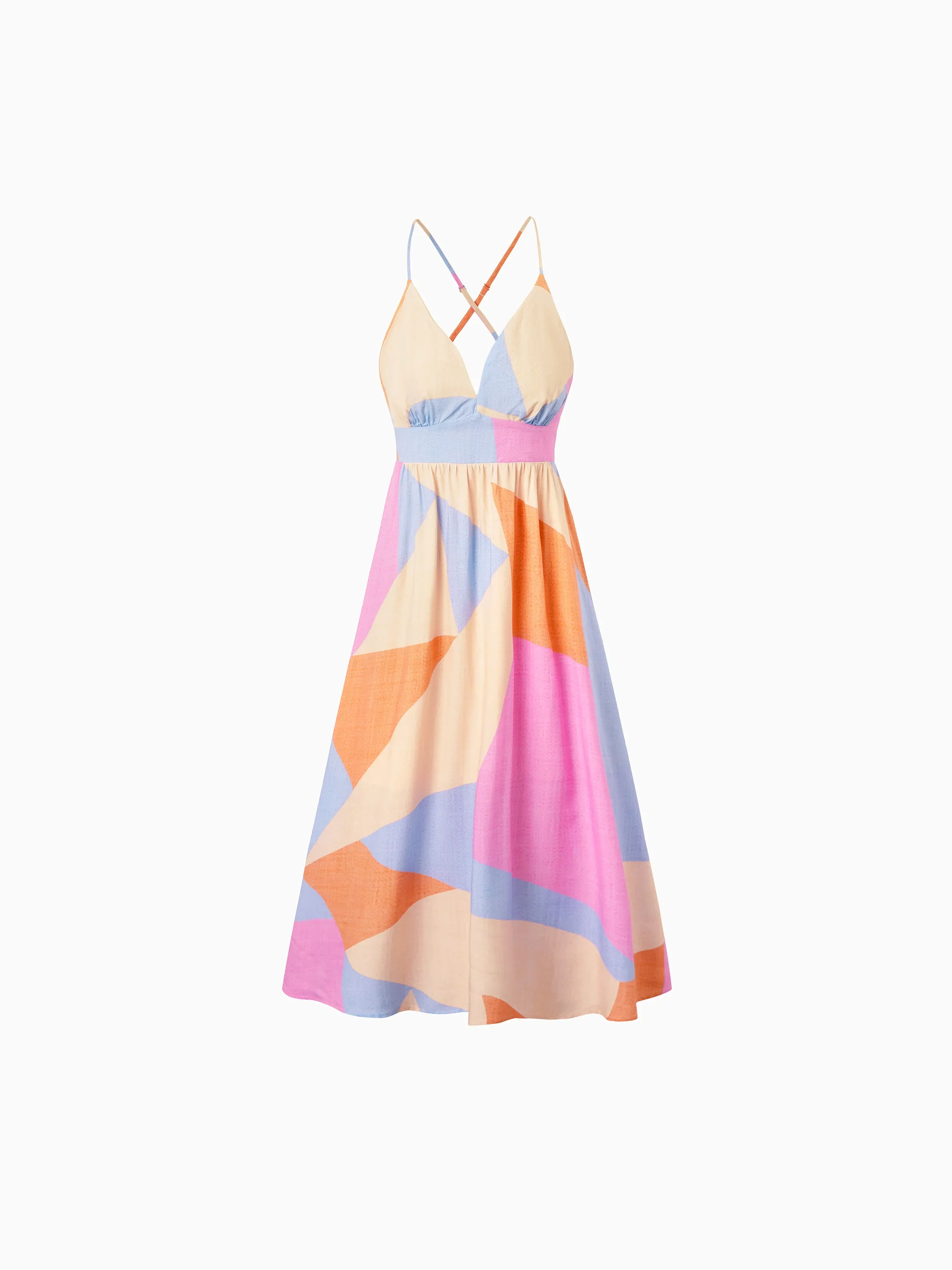 Mommy & me Outfits Set Colorblock Sleeveless Strappy Dress or Short-sleeve T-shirt Multi-color - Image 6