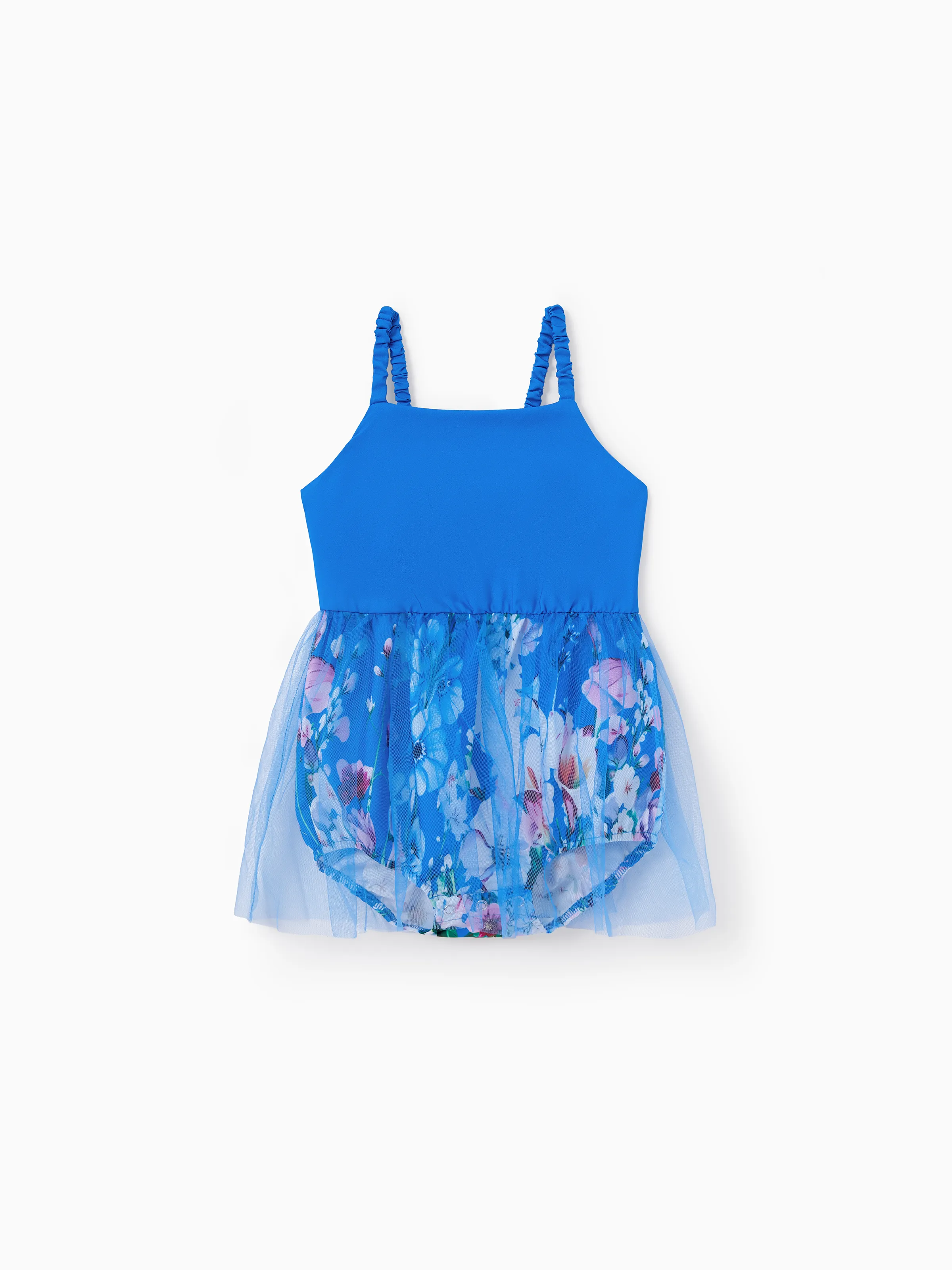 Mommy & me Outfits Set Floral Sleeveless Dress or Short-sleeve T-shirt Blue - Image 13