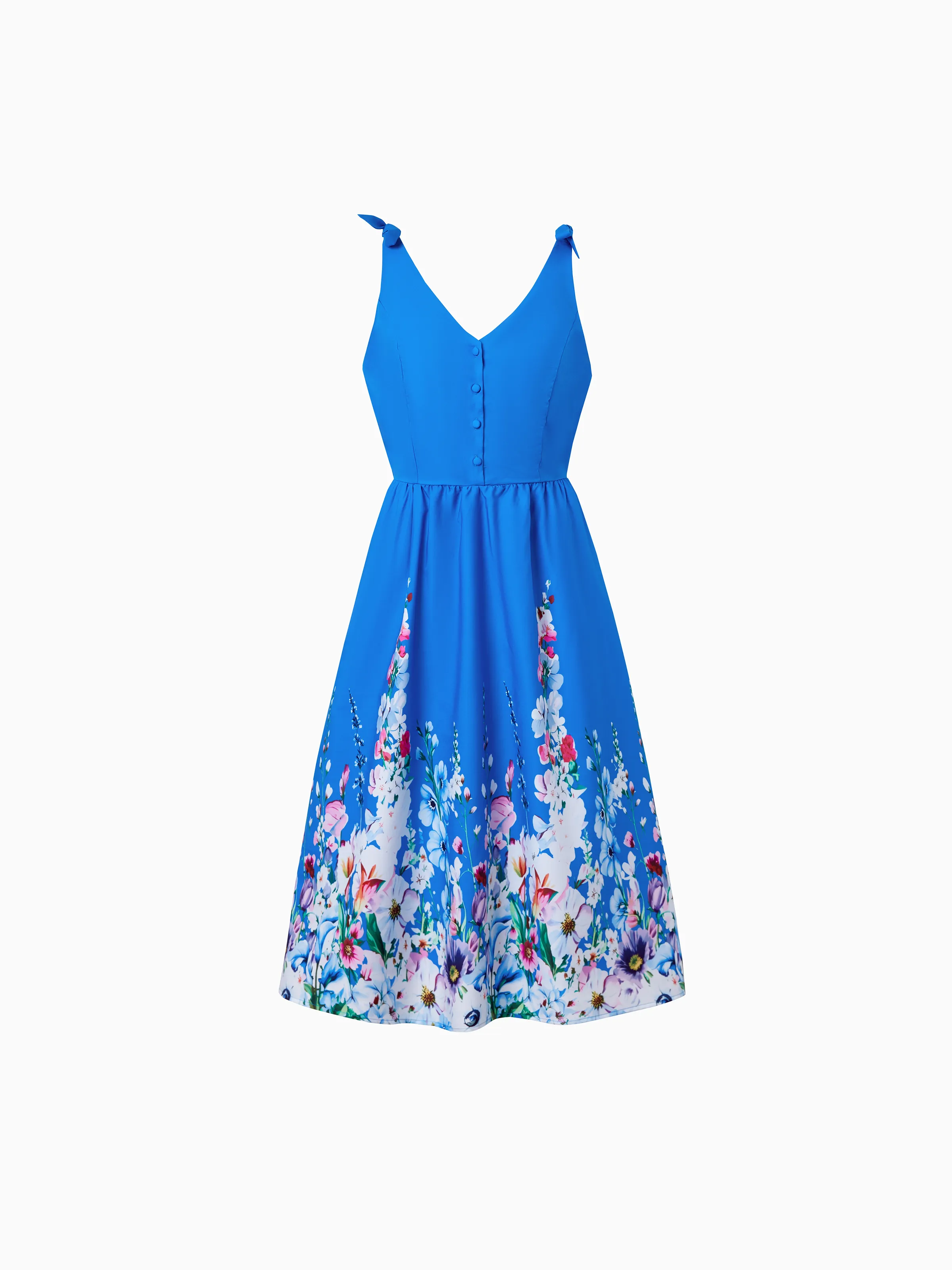 Mommy & me Outfits Set Floral Sleeveless Dress or Short-sleeve T-shirt Blue - Image 3