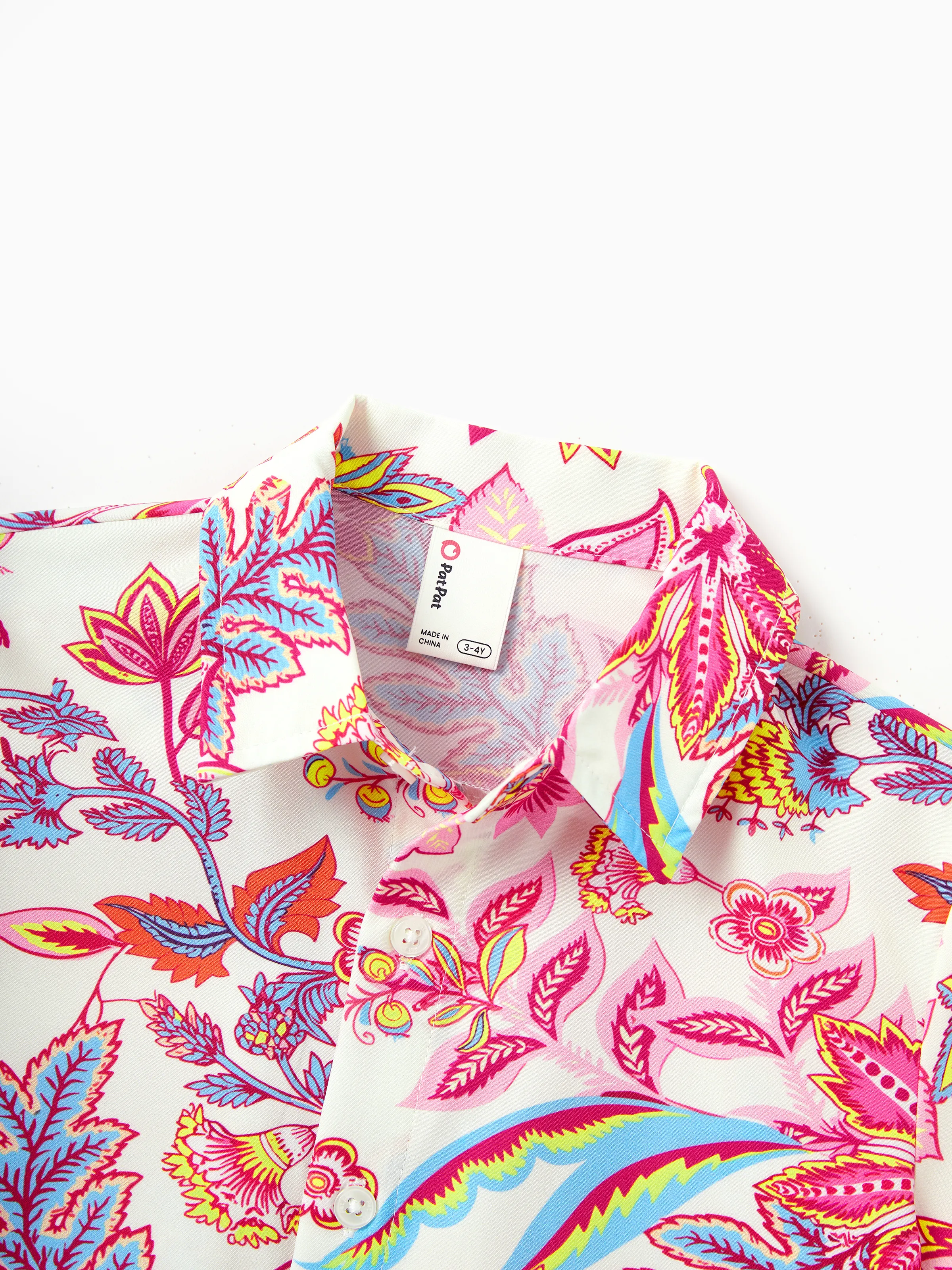 Mommy & me Outfits Set Tropical Flora Print Short-sleeve Collar Shirt or Halter Belted Dress for Summer Vacation Beige - Image 20