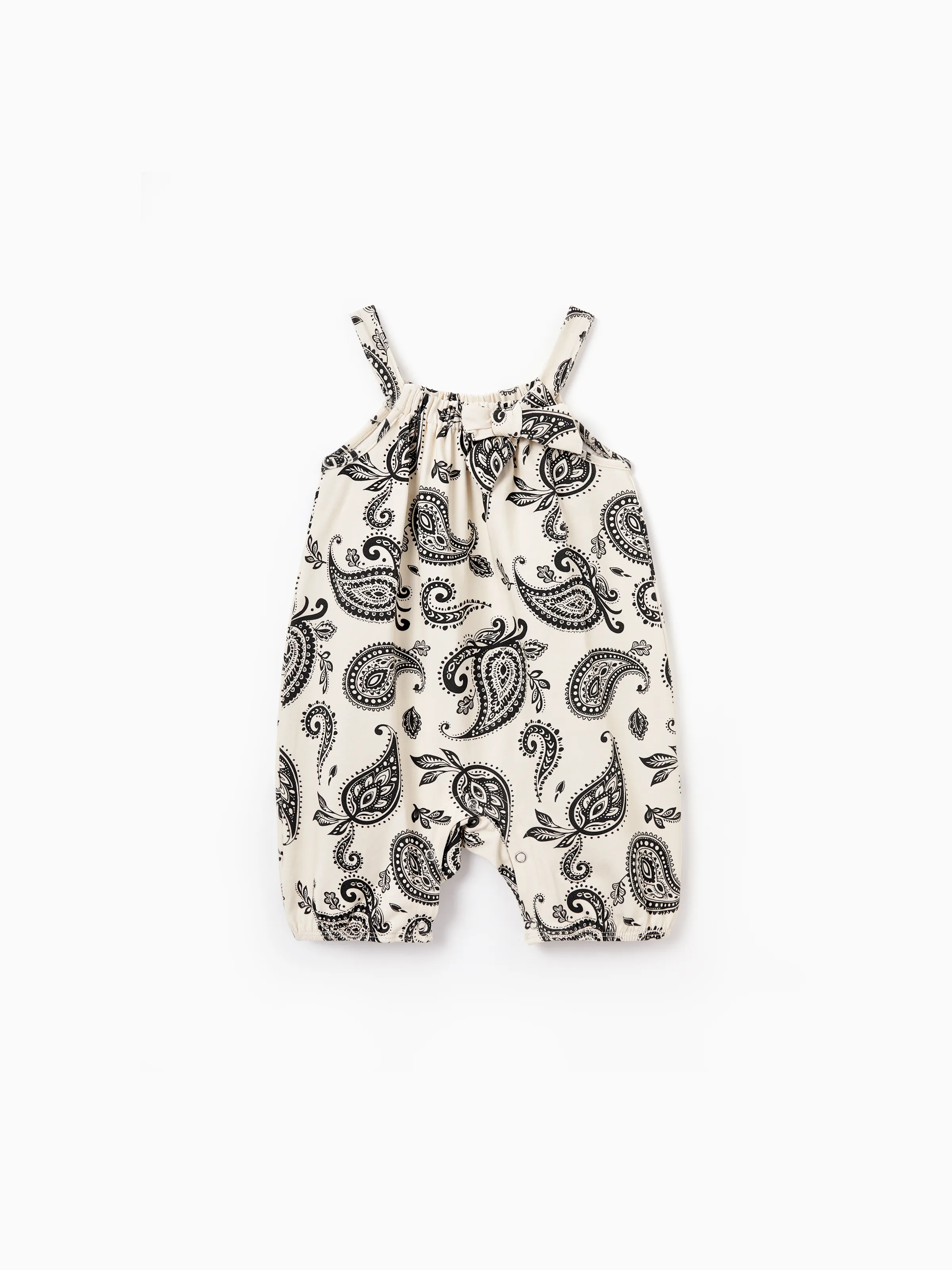 Mommy & me Paisley Print Outfits Sleeveless Spaghetti Strap Dress & Cotton T-Shirt for Mom, Dad, & Kids Perfect for Family Outings & Photos Black - Image 13