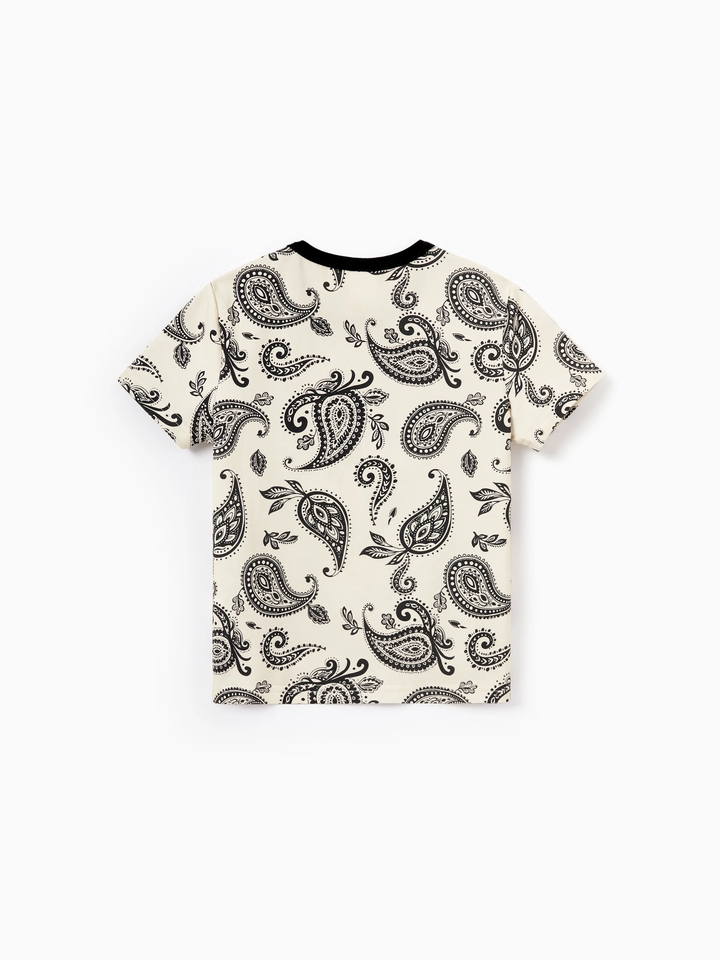 Mommy & me Paisley Print Outfits Sleeveless Spaghetti Strap Dress & Cotton T-Shirt for Mom, Dad, & Kids Perfect for Family Outings & Photos Black - Image 19