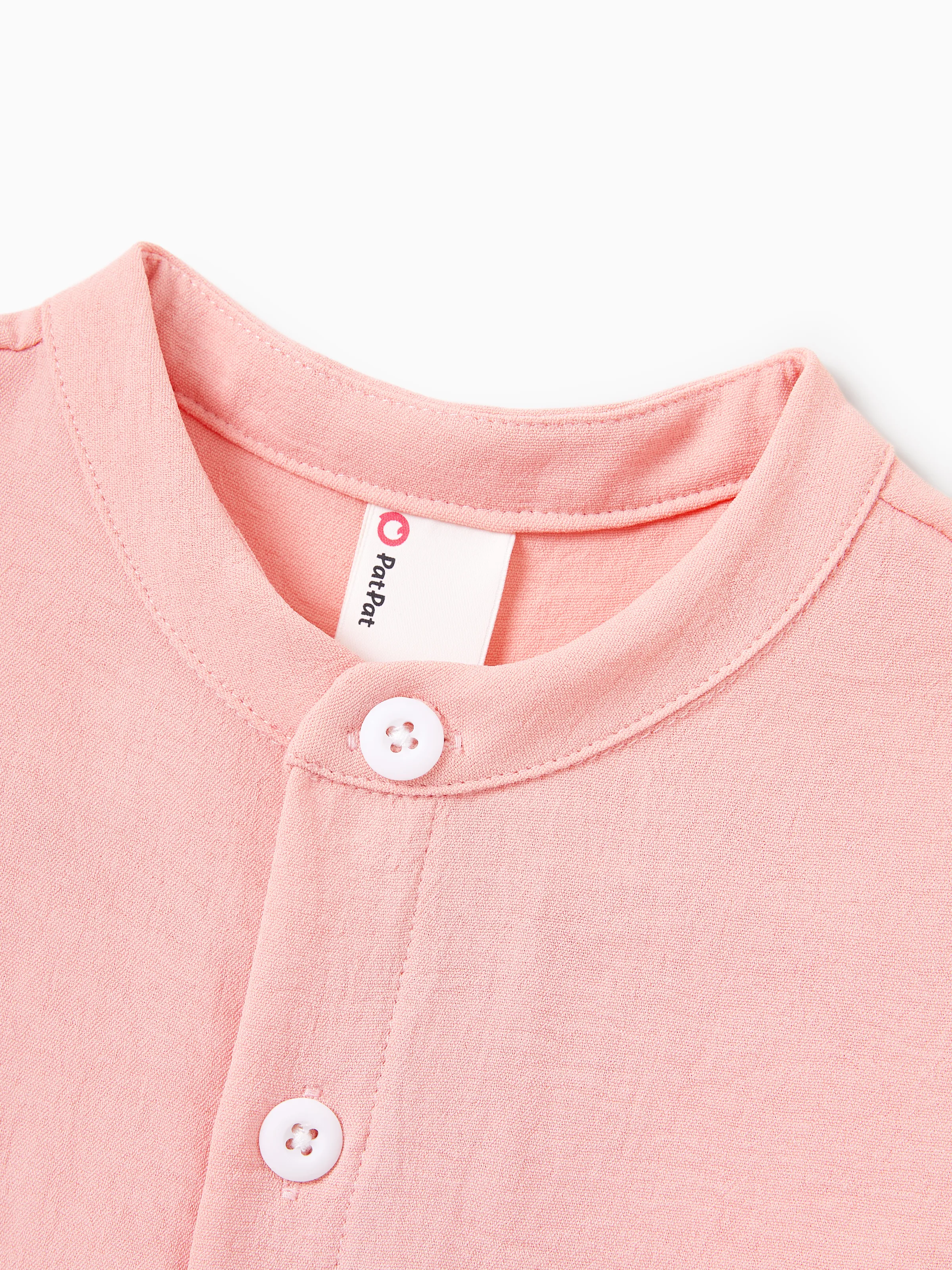 Mommy & me Pink Outfits Flower Print Smocked Tie-Back Cotton Dress for Mom & Daughter, Solid Shirts for Son, Perfect for Summer Family Outings & Photos Mauve Pink - Image 15