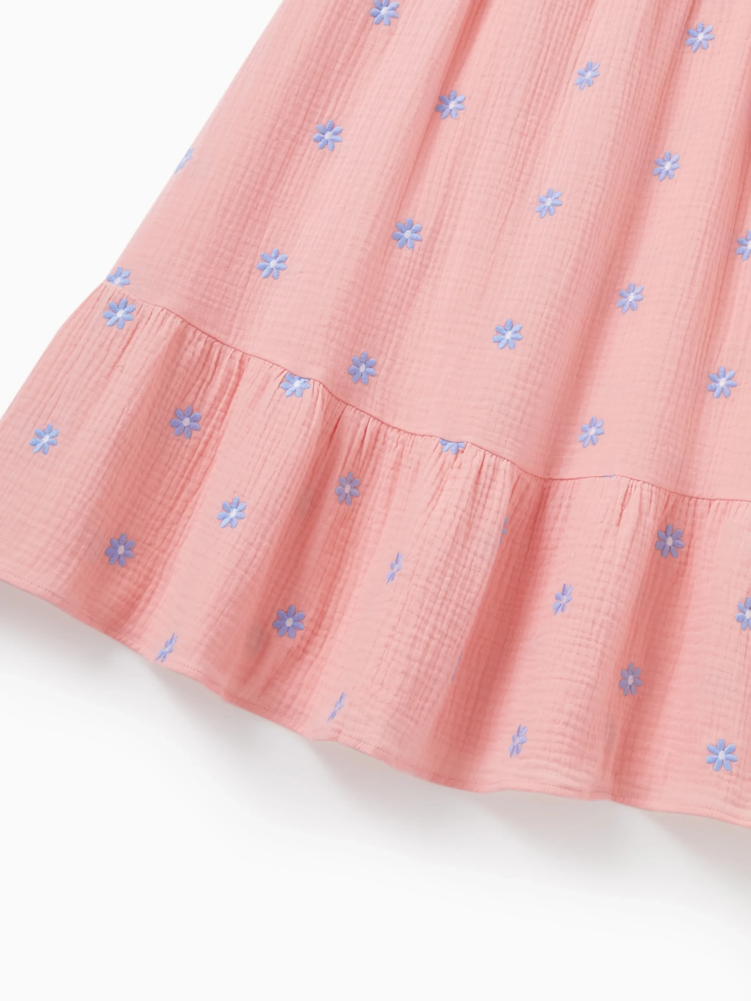 Mommy & me Pink Outfits Flower Print Smocked Tie-Back Cotton Dress for Mom & Daughter, Solid Shirts for Son, Perfect for Summer Family Outings & Photos Mauve Pink - Image 7