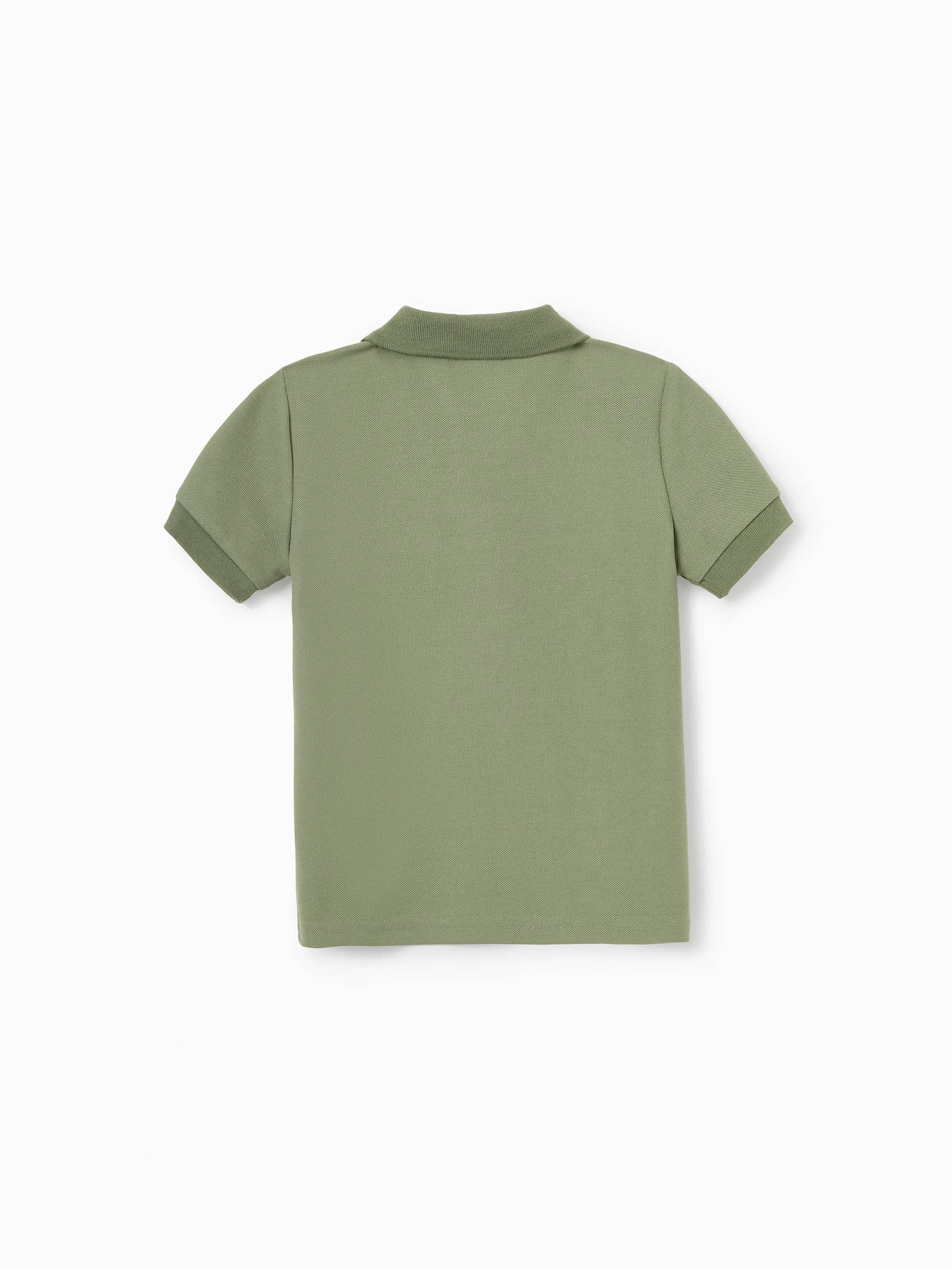 Mommy & me Polo Collar Short-sleeve Shirt or V-neck Strappy Mesh Dress Green - Image 26