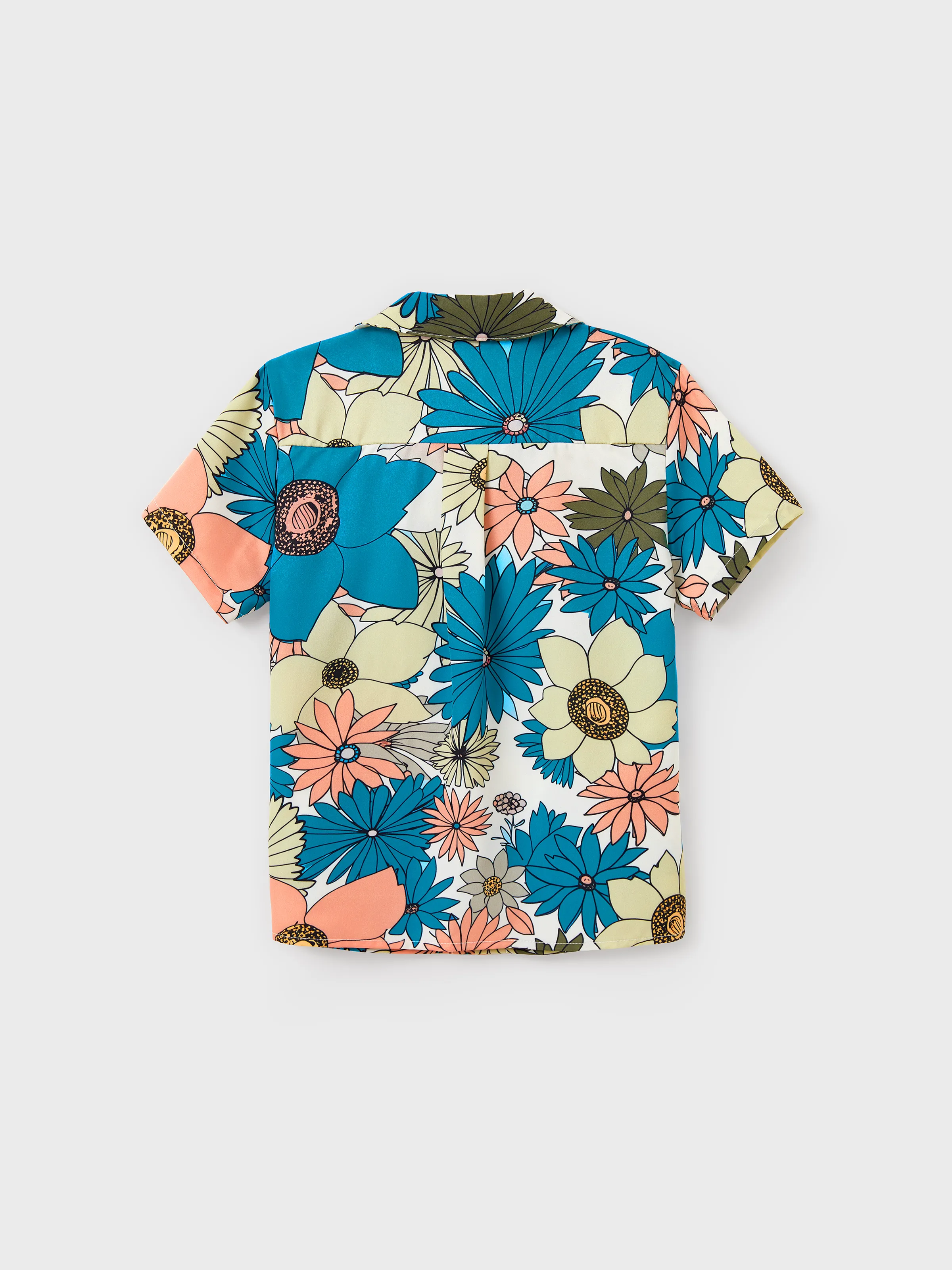 Mommy & me Set Sun Flower Print Short-sleeve Collar Shirt or White Camisole Top and Flower Wide-leg Pants Set for Summer Vacation Multi-color - Image 19