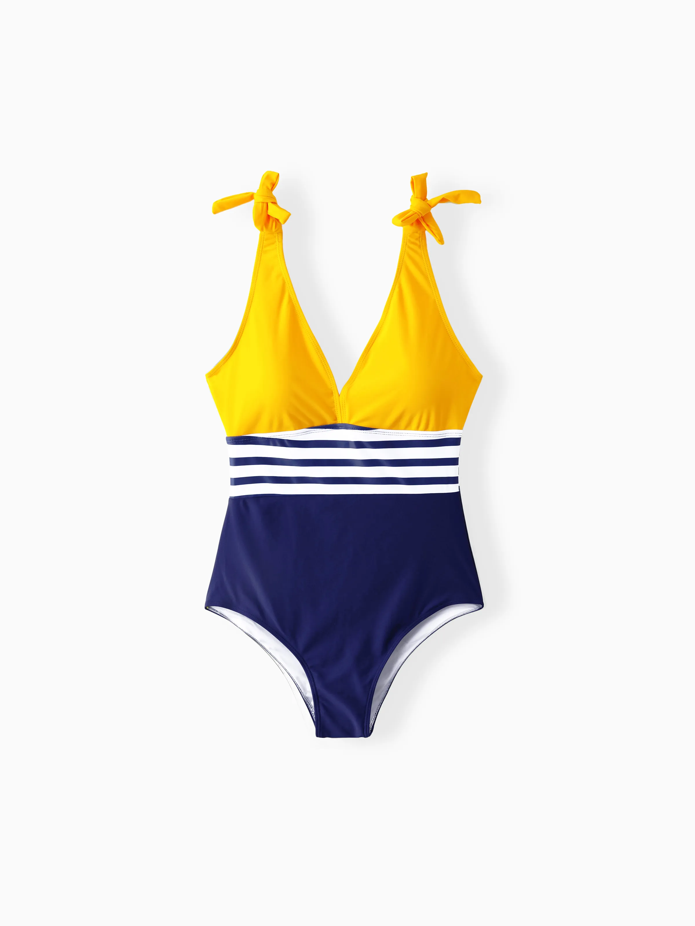 Mommy & me Stripe & Colorblock Spliced One Piece Swimsuit - Image 3
