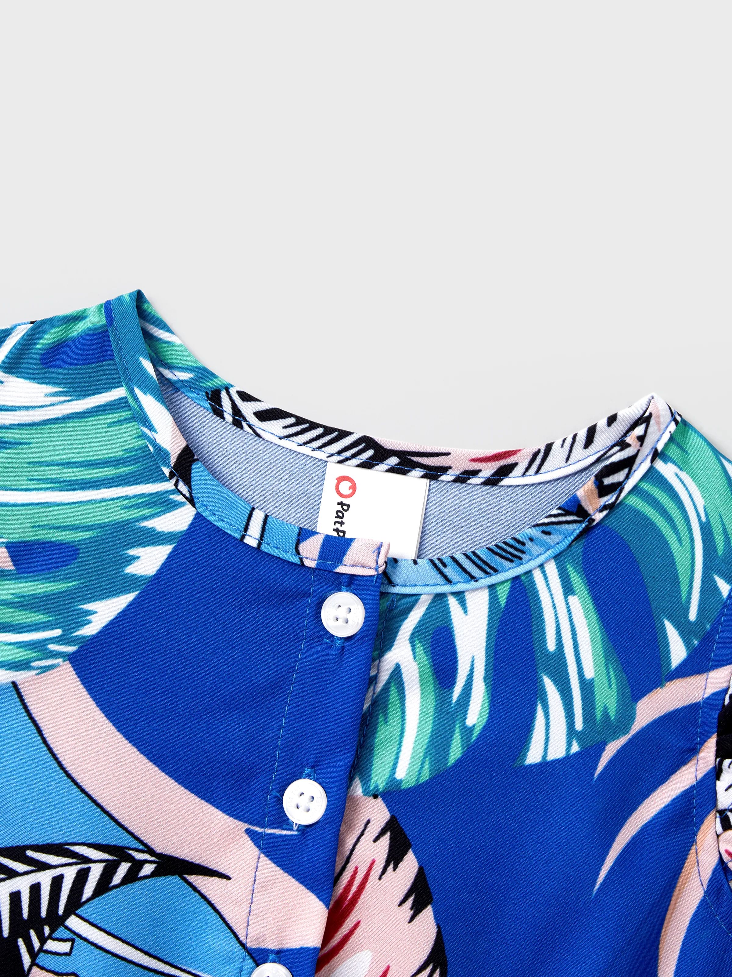 Mommy & me Tropical Dress & T-shirt Set – Blue Floral Print for Dad, Mom, Girls & Baby, Perfect for Summer Vacations and Family Photos Blue - Image 18