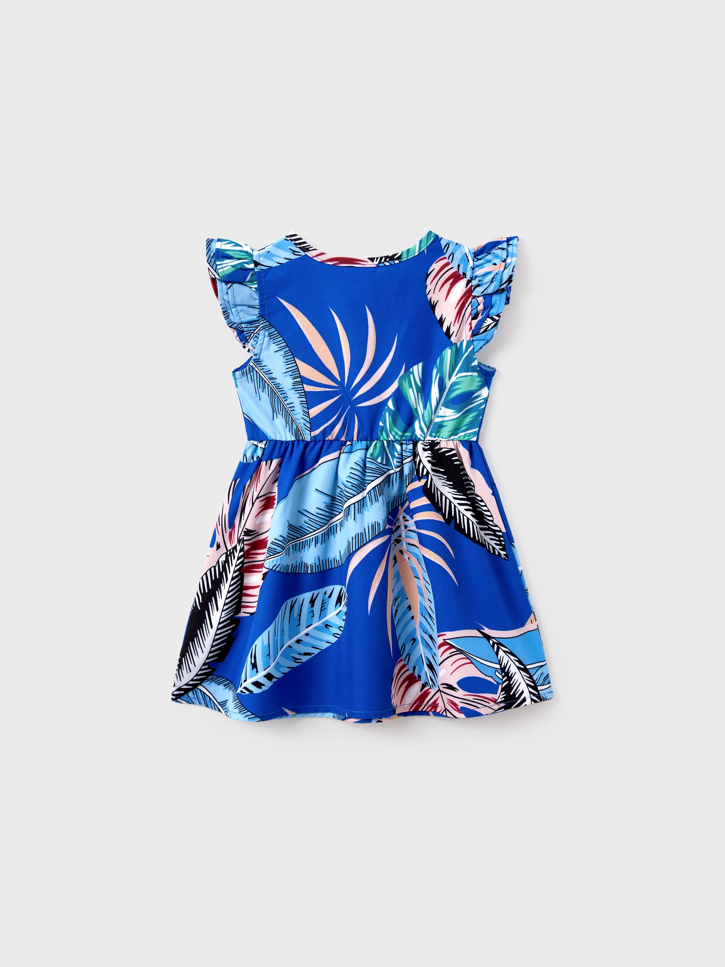 Mommy & me Tropical Dress & T-shirt Set – Blue Floral Print for Dad, Mom, Girls & Baby, Perfect for Summer Vacations and Family Photos Blue - Image 19