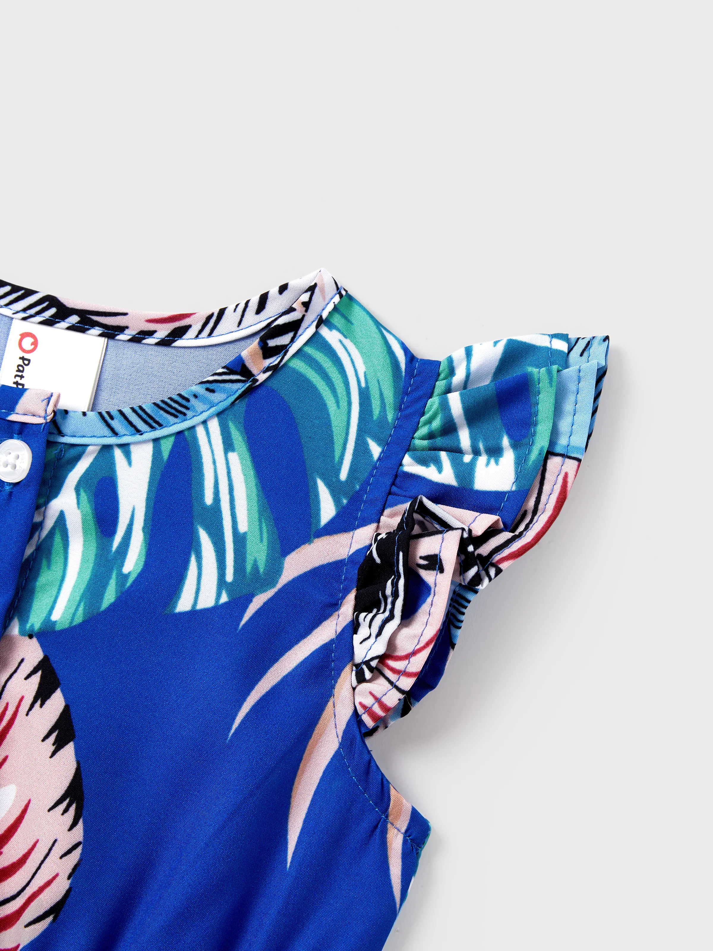 Mommy & me Tropical Dress & T-shirt Set – Blue Floral Print for Dad, Mom, Girls & Baby, Perfect for Summer Vacations and Family Photos Blue - Image 20