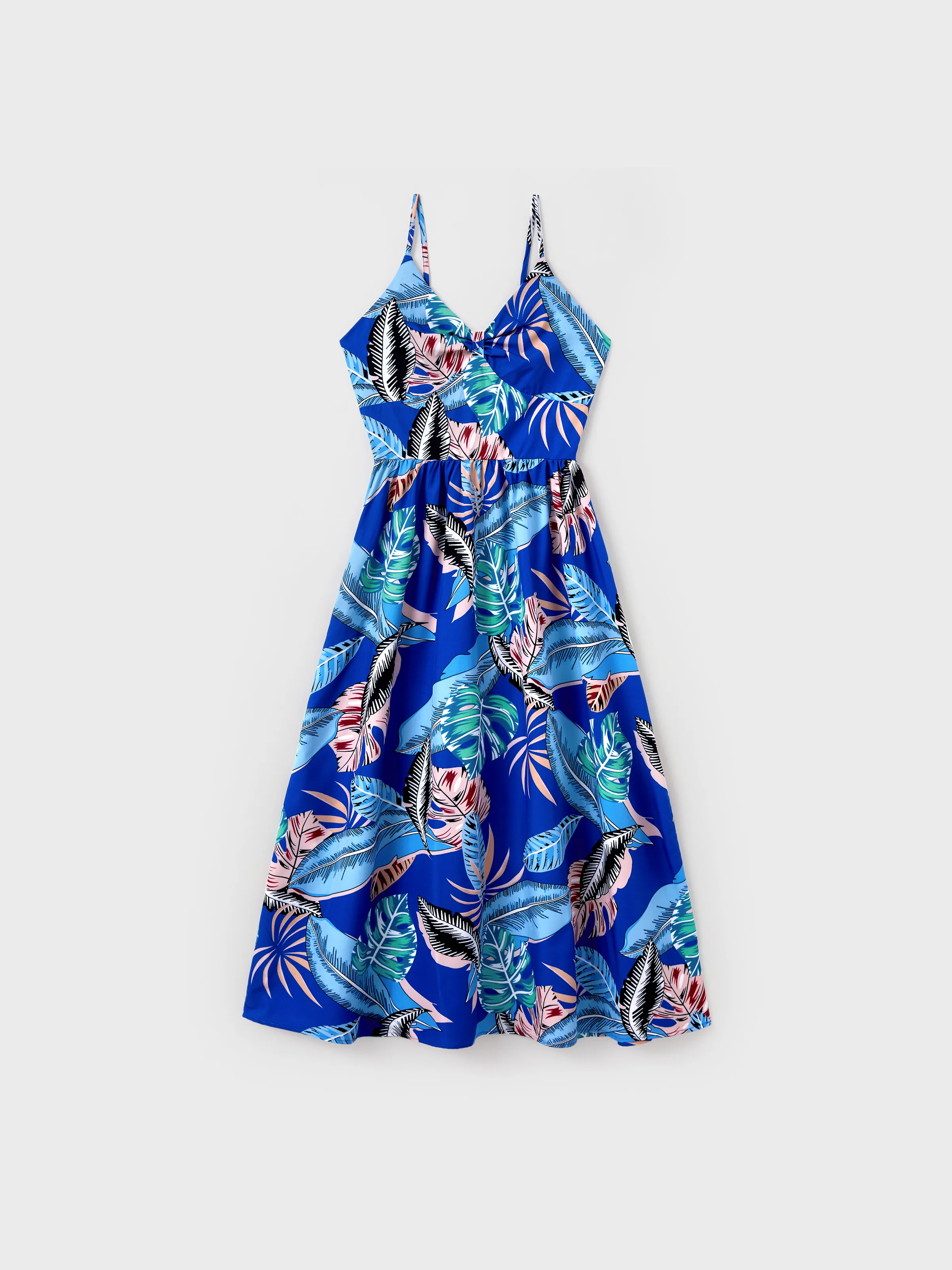 Mommy & me Tropical Dress & T-shirt Set – Blue Floral Print for Dad, Mom, Girls & Baby, Perfect for Summer Vacations and Family Photos Blue - Image 6