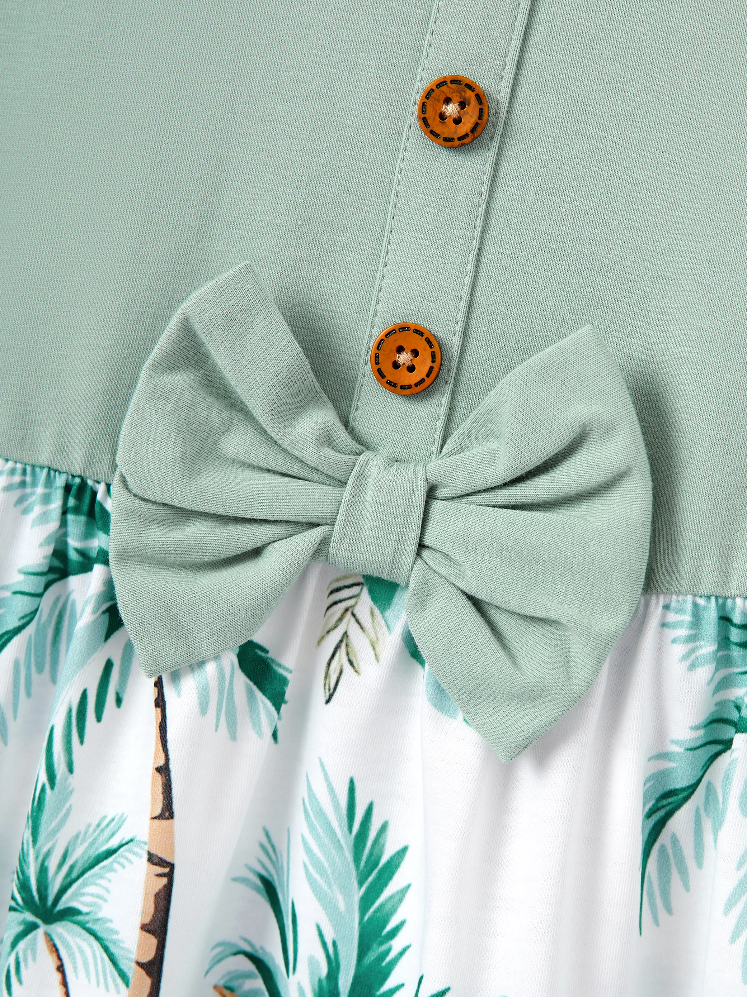 Mommy & me Tropical Print Outfits Mommy & Me Tank Dress & Kids Cotton T-Shirt Set Green - Image 16