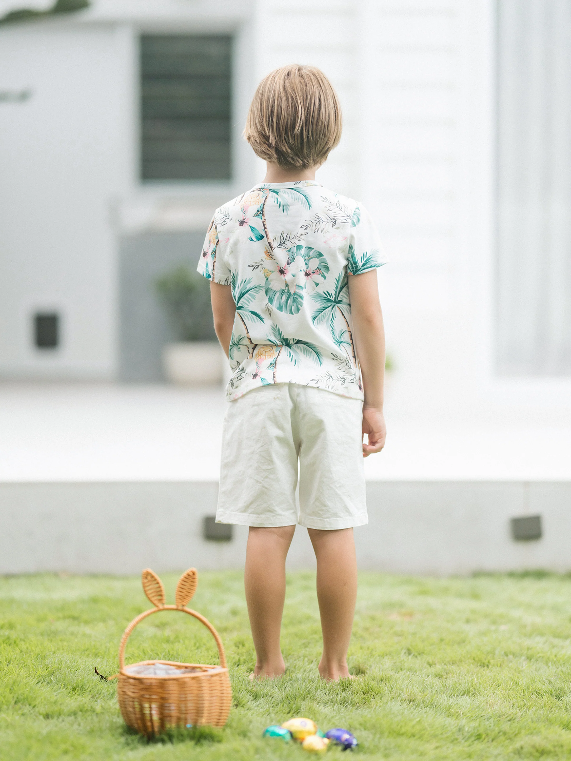 Family Matching Tropical Print Outfits Mommy & Me Tank Dress & Dad/Kids Cotton T-Shirt Set
 Green - Image 23
