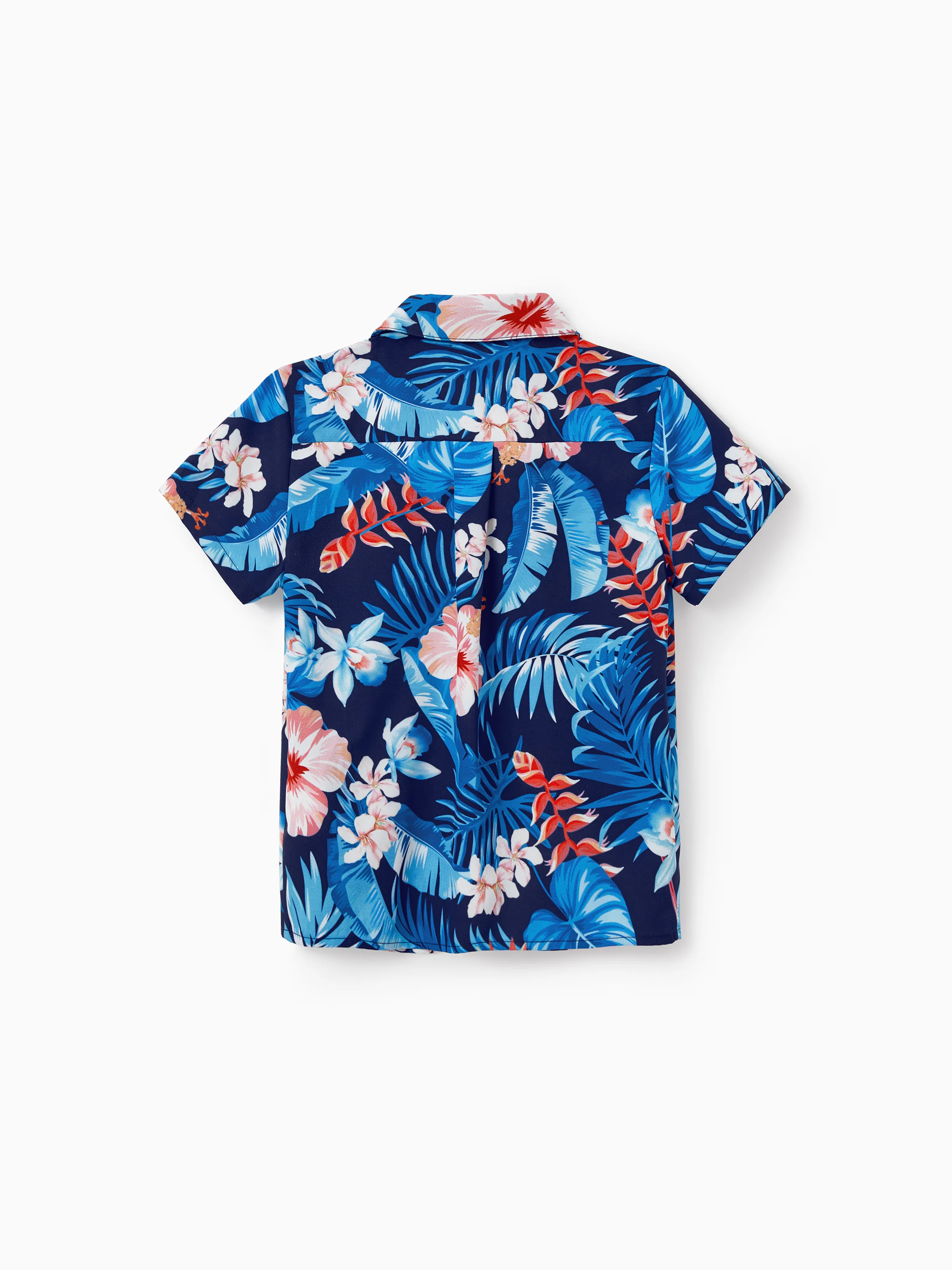 Mommy & me Vacation Set Tropical Floral Print Shirt or Halter Dresses for Dad, Mom, Kids & Baby, Perfect for Summer Holidays & Family Photos Deep Blue - Image 20