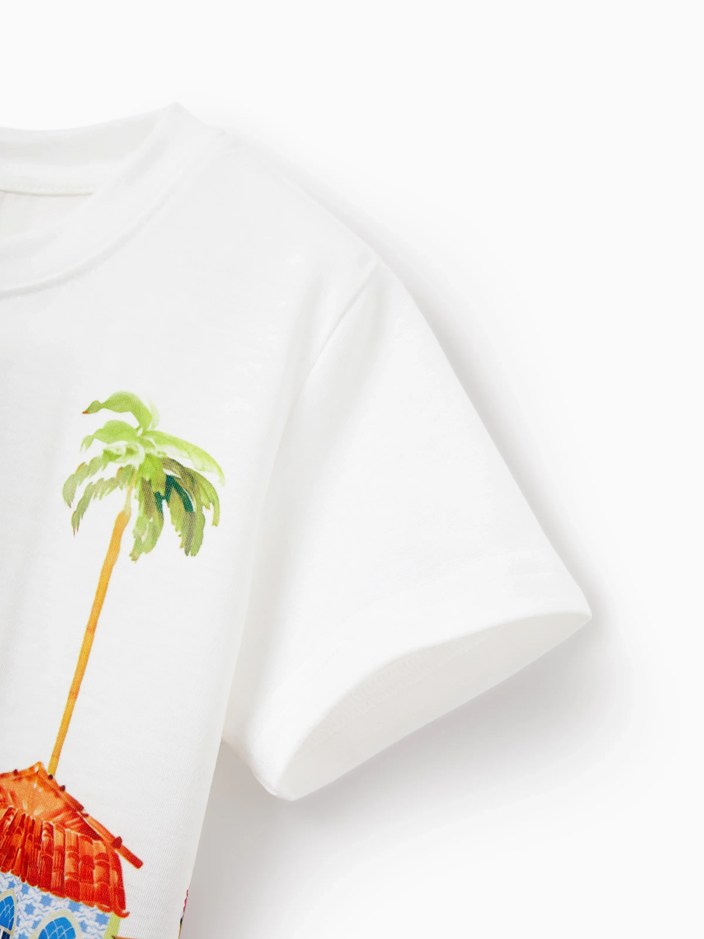 Mommy & me Vacation Set Tropical Pineapple Coconut Tree Print Short-sleeve T-shirt or Hollow out Strap Dress for Summer Vacation White - Image 22