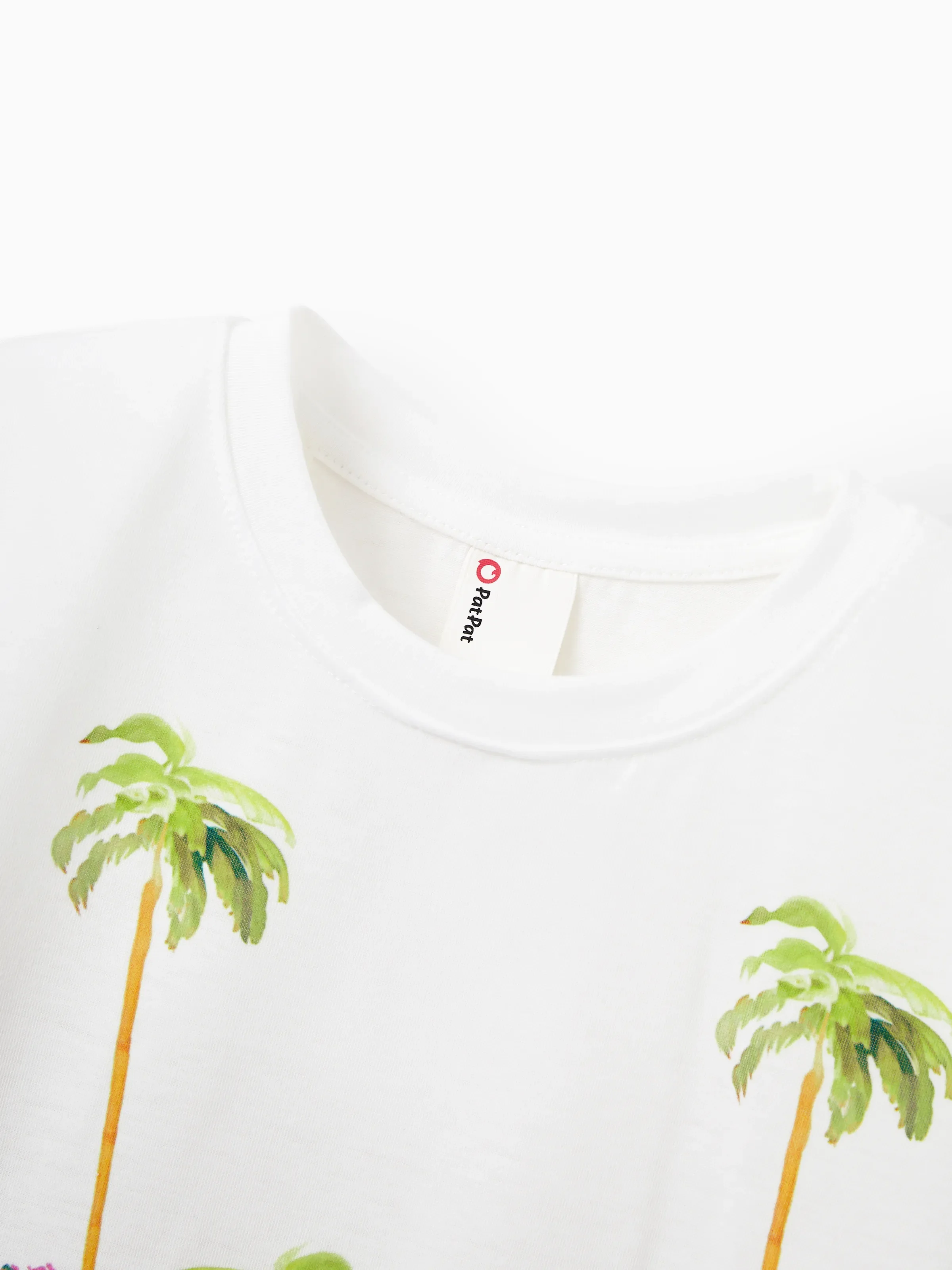 Mommy & me Vacation Set Tropical Pineapple Coconut Tree Print Short-sleeve T-shirt or Hollow out Strap Dress for Summer Vacation White - Image 23