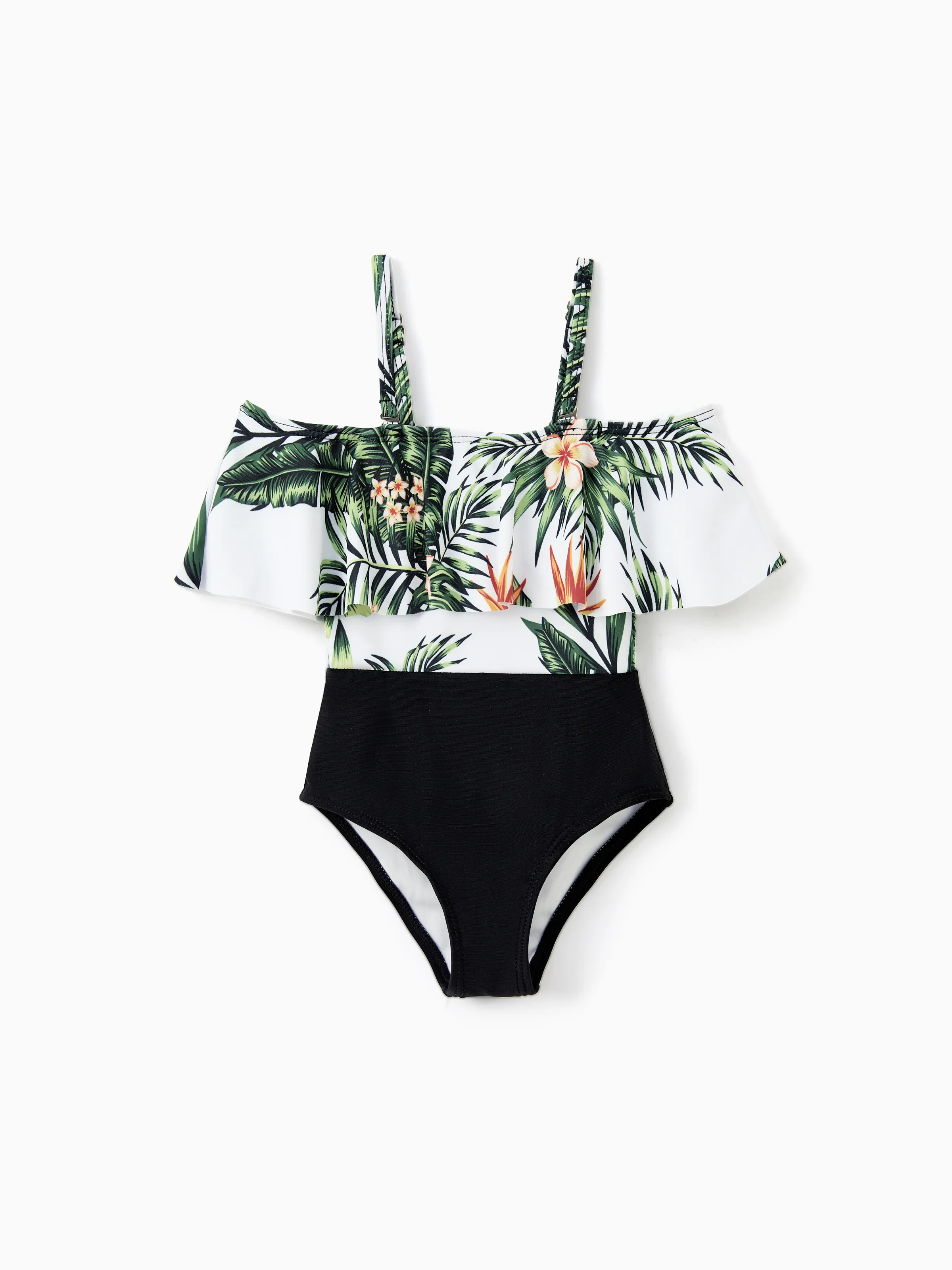 One Piece Plant Printed Family Matching Swimsuit White - Image 10