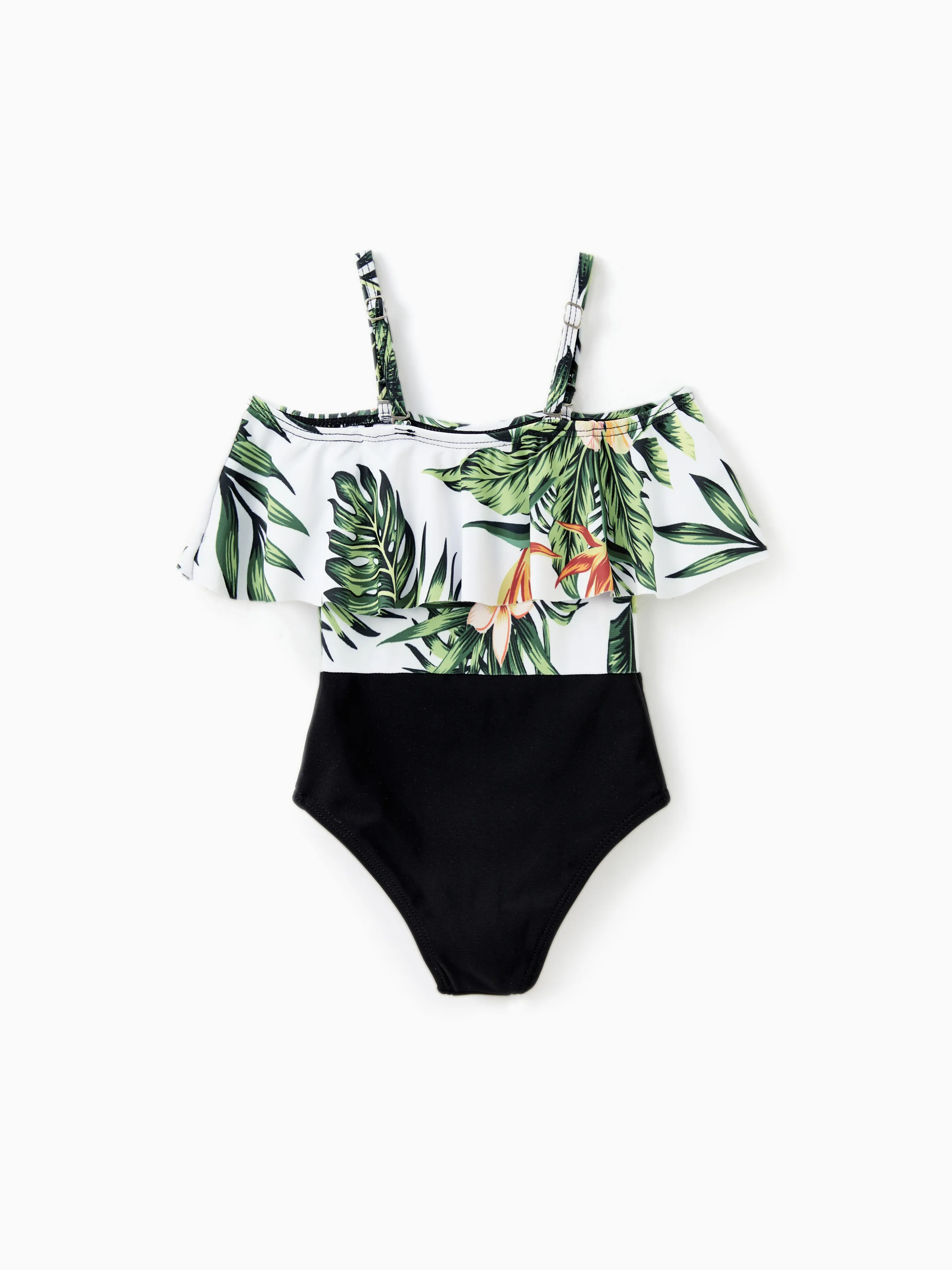 One Piece Plant Printed Family Matching Swimsuit White - Image 11