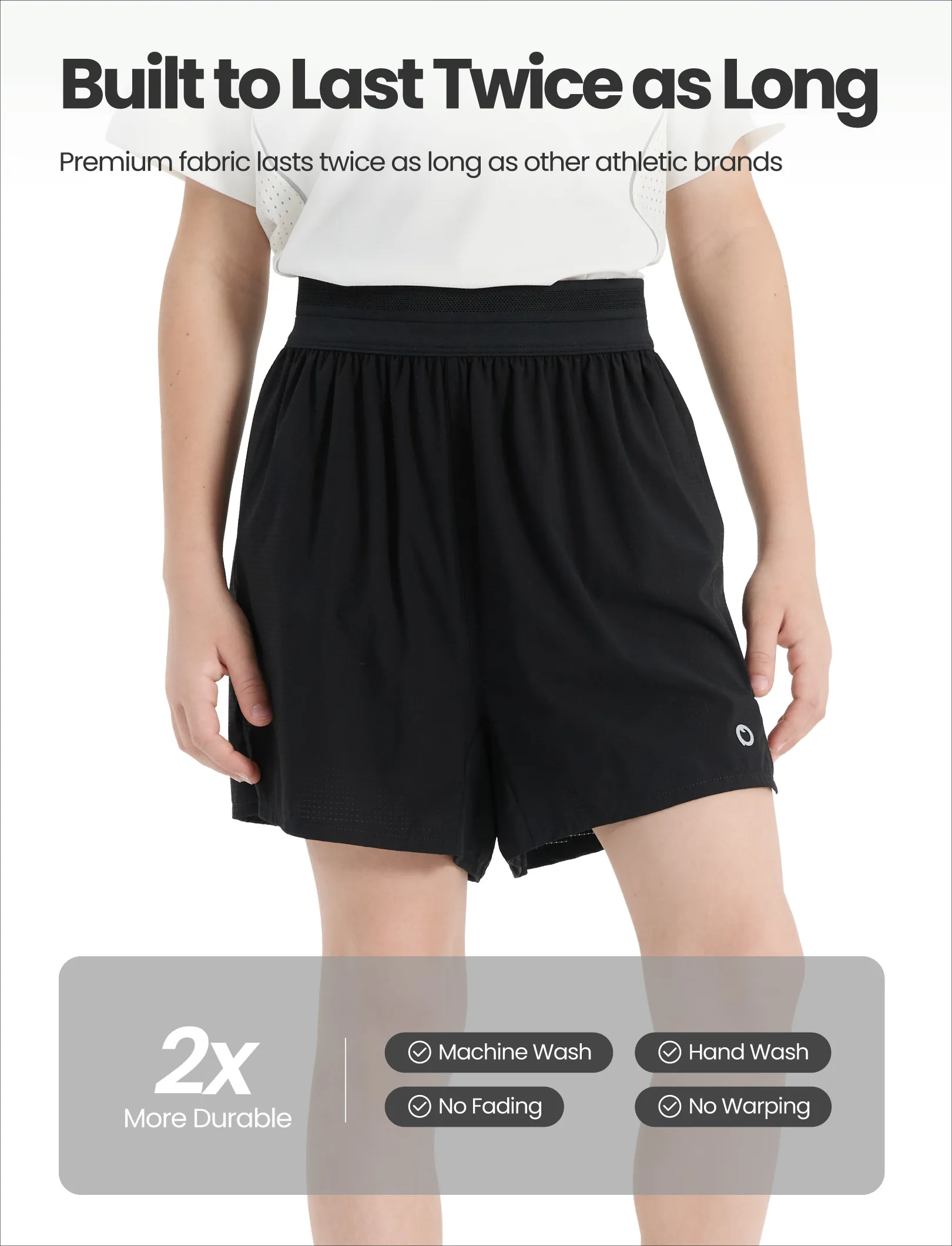 PatPat Lightflow Activewear Kid Boy athletic ultra light quick dry shorts Black - Image 5