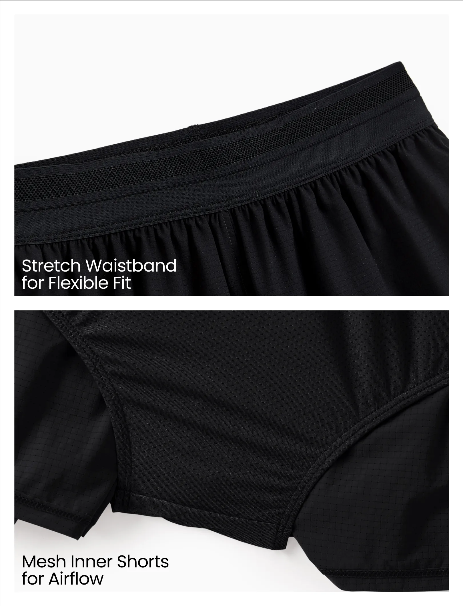 PatPat Lightflow Activewear Kid Boy athletic ultra light quick dry shorts Black - Image 7