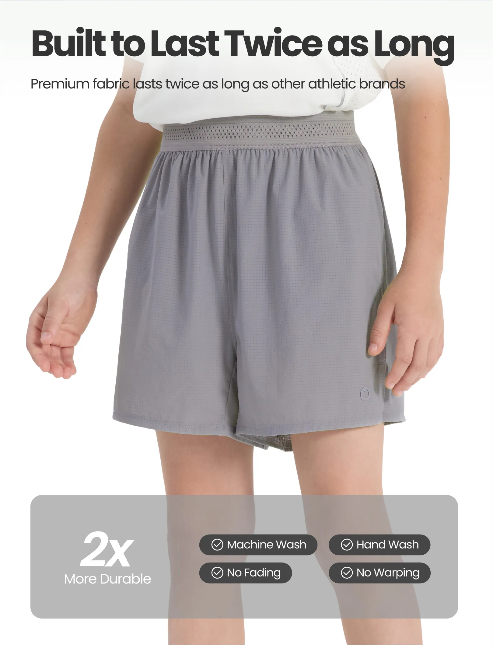 PatPat Lightflow Activewear Kid Boy athletic ultra light quick dry shorts Grey - Image 5