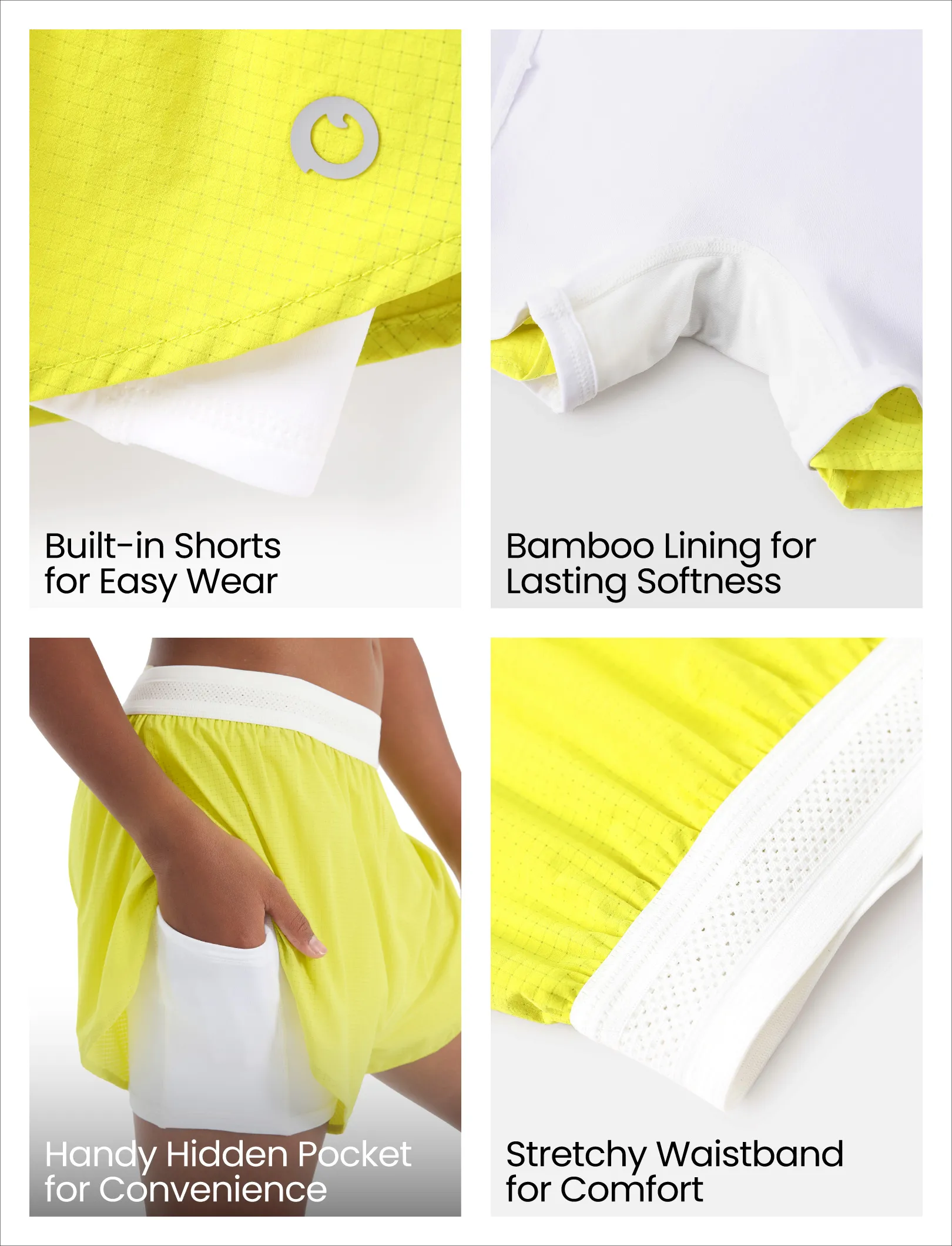 PatPat Lightflow Activewear kid girl athletic ultra light quick dry active shorts with bamboo viscose liner Yellow - Image 6