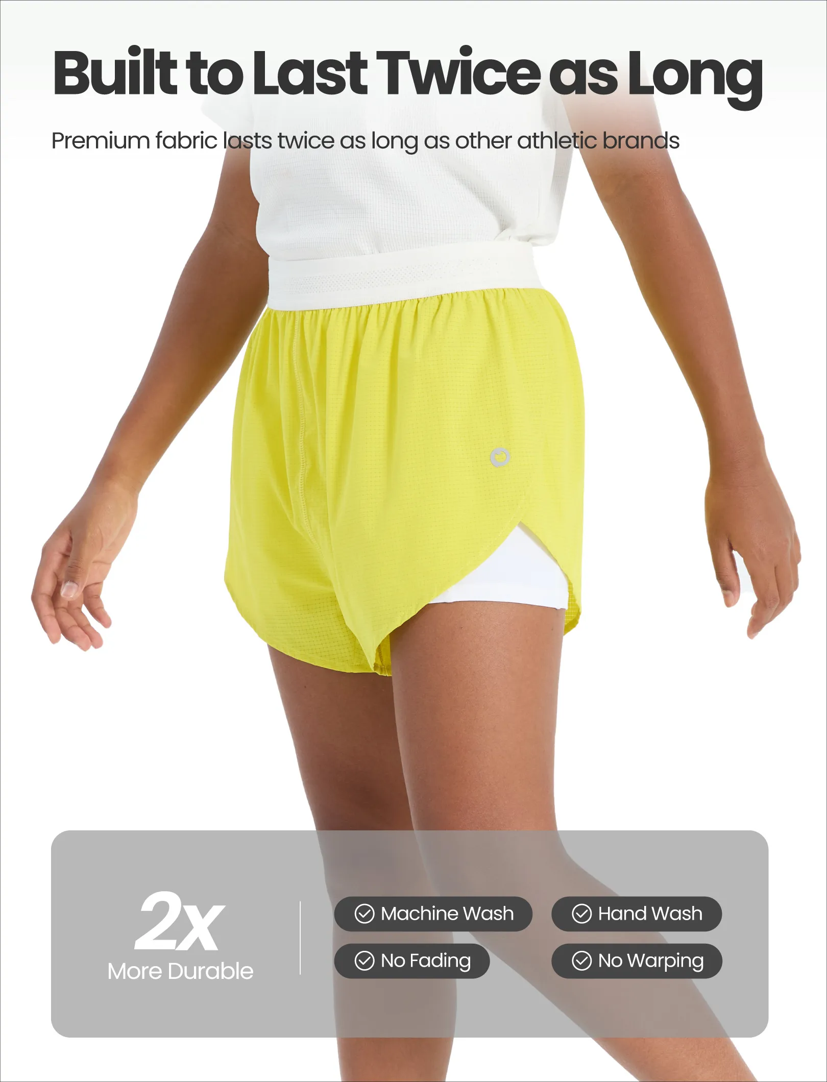PatPat Lightflow Activewear kid girl athletic ultra light quick dry active shorts with bamboo viscose liner Yellow - Image 7